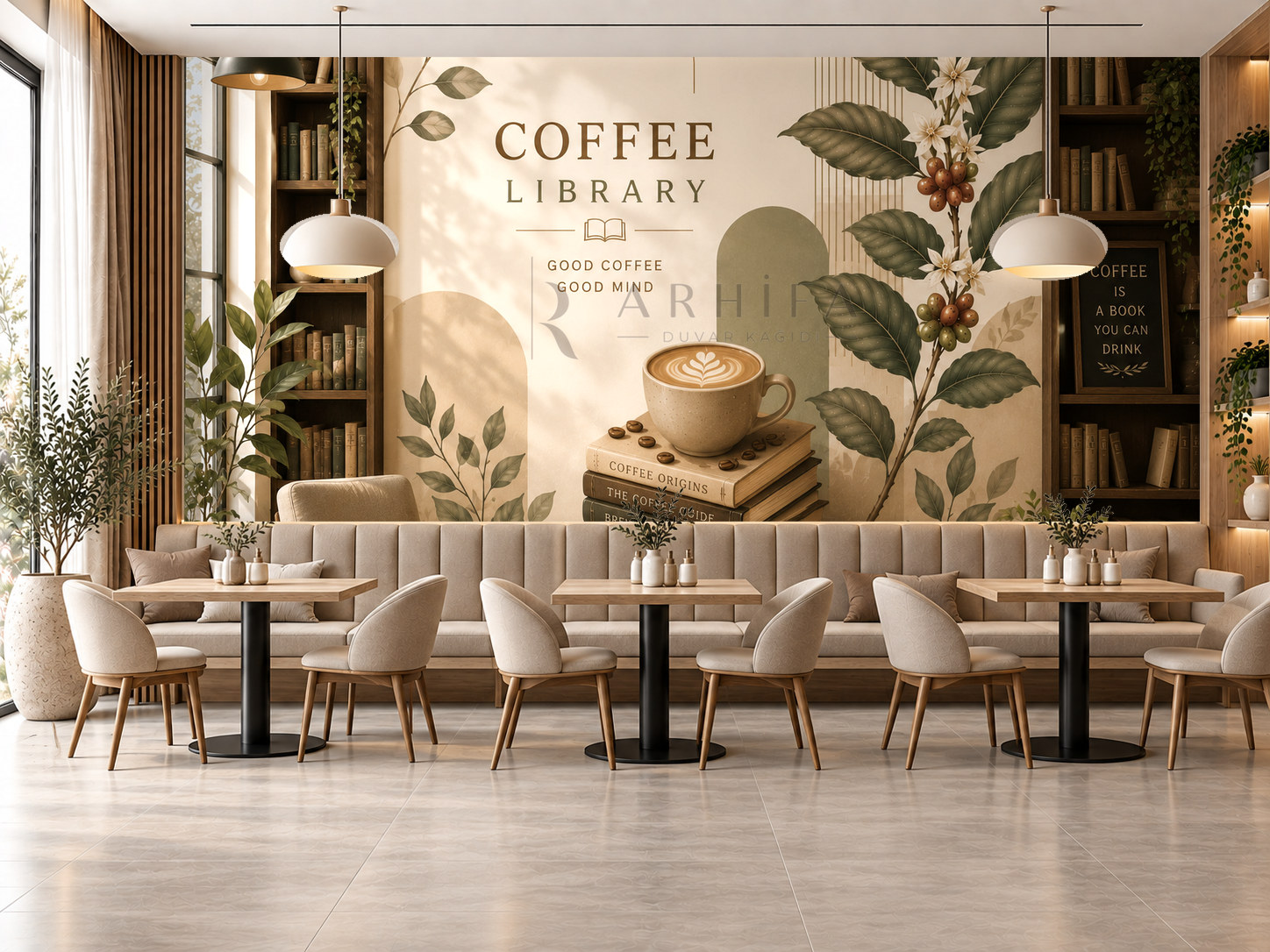 Coffee Library Duvar Kağıdı (CF-011) – görsel 1