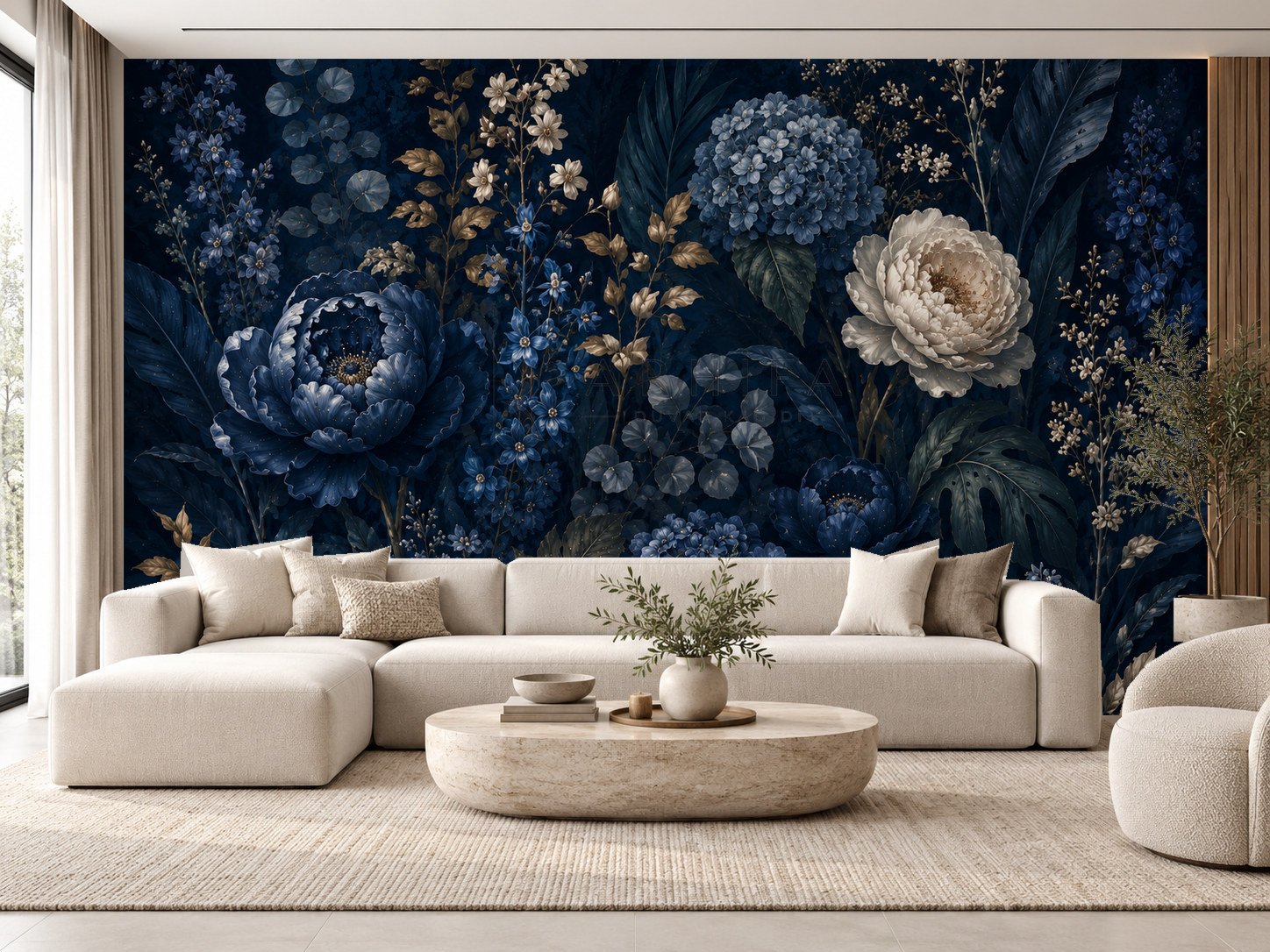 — Deep Blue Garden Duvar Kağıdı (DKB-014) – görsel 1