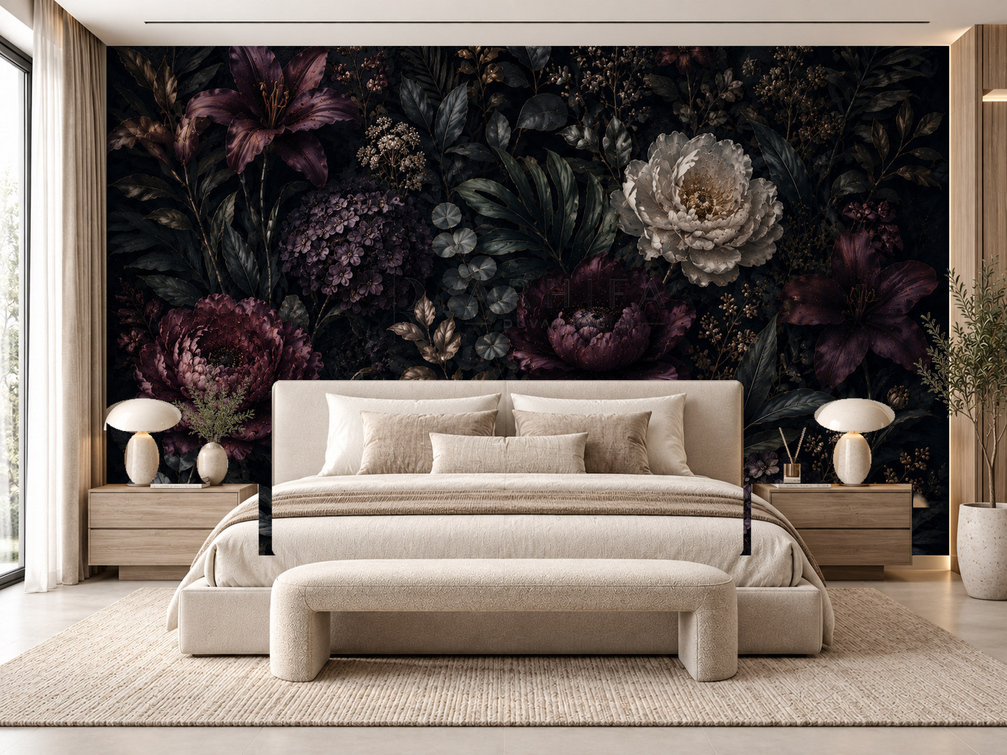 — Dark Botanical Signature Duvar Kağıdı (DKB-015) – görsel 1