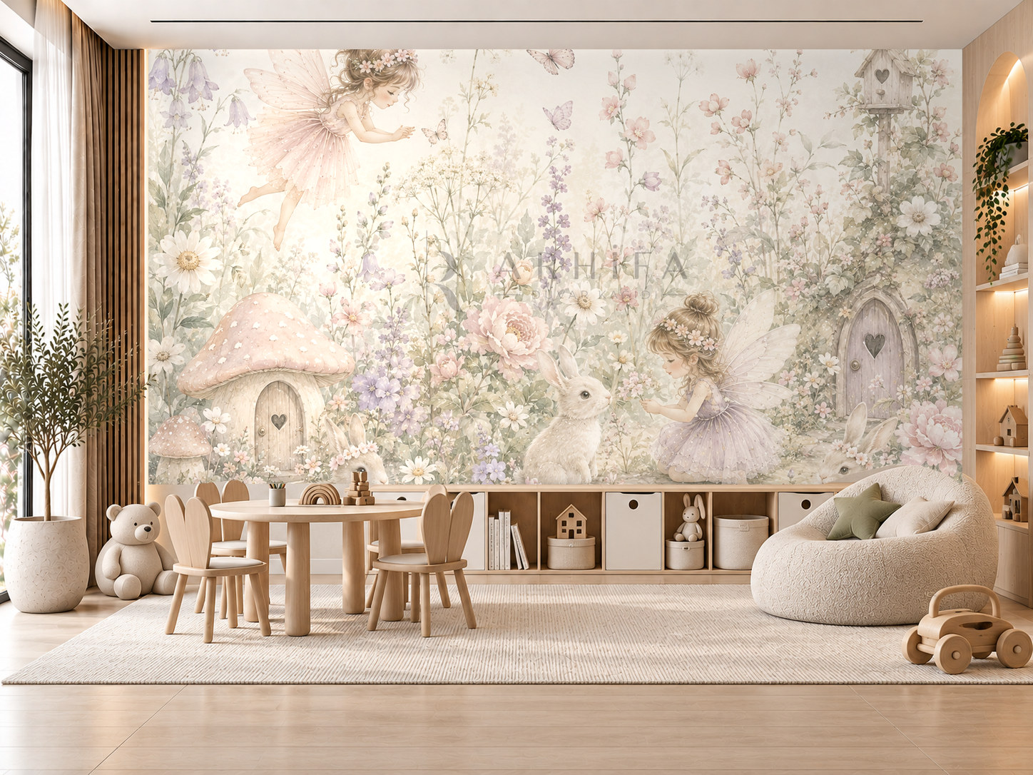 — Fairy & Bunny Garden Duvar Kağıdı (FF-004A) – görsel 1