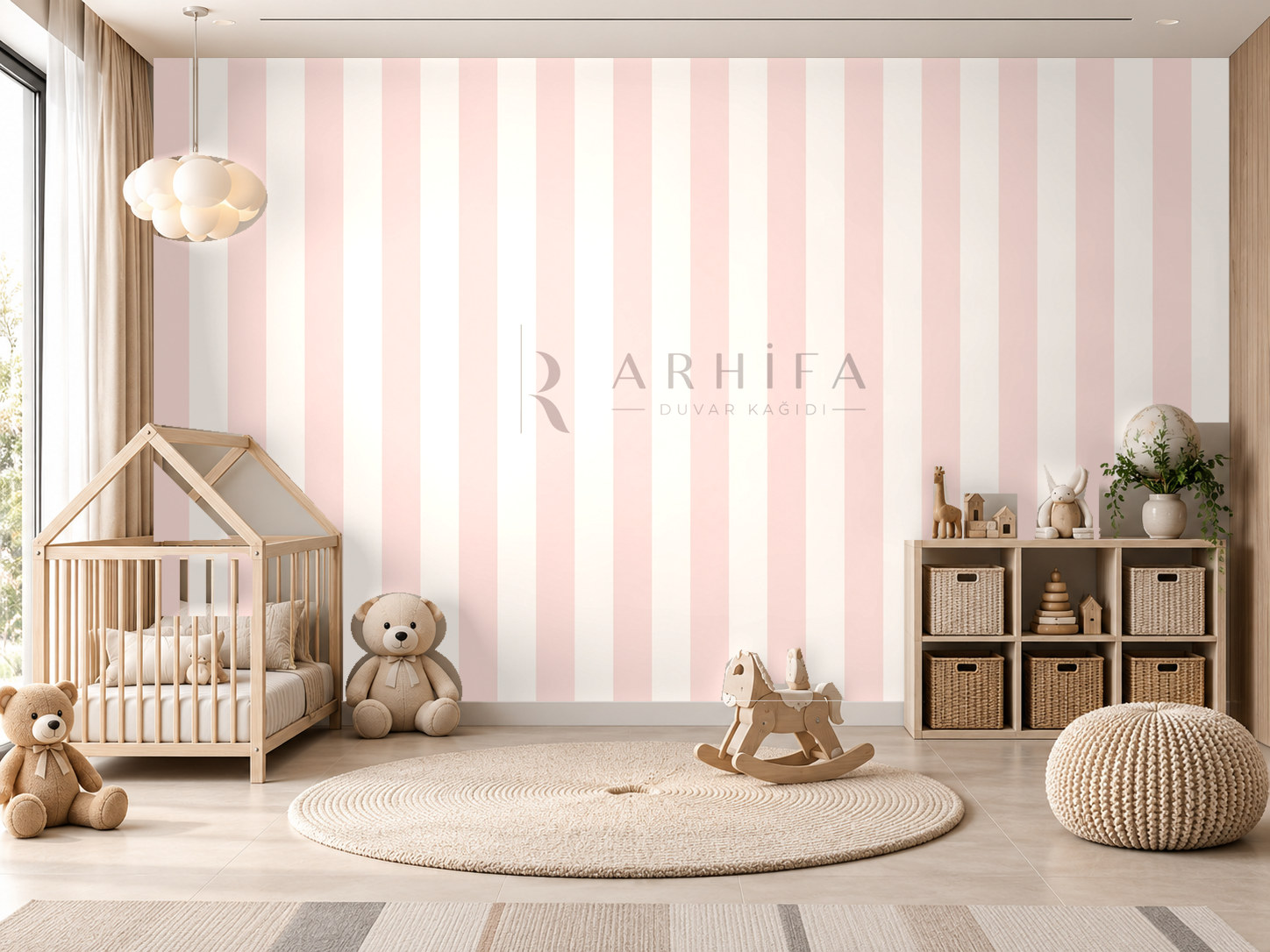 — Powder Pink Stripes Duvar Kağıdı (KST-001) – görsel 1