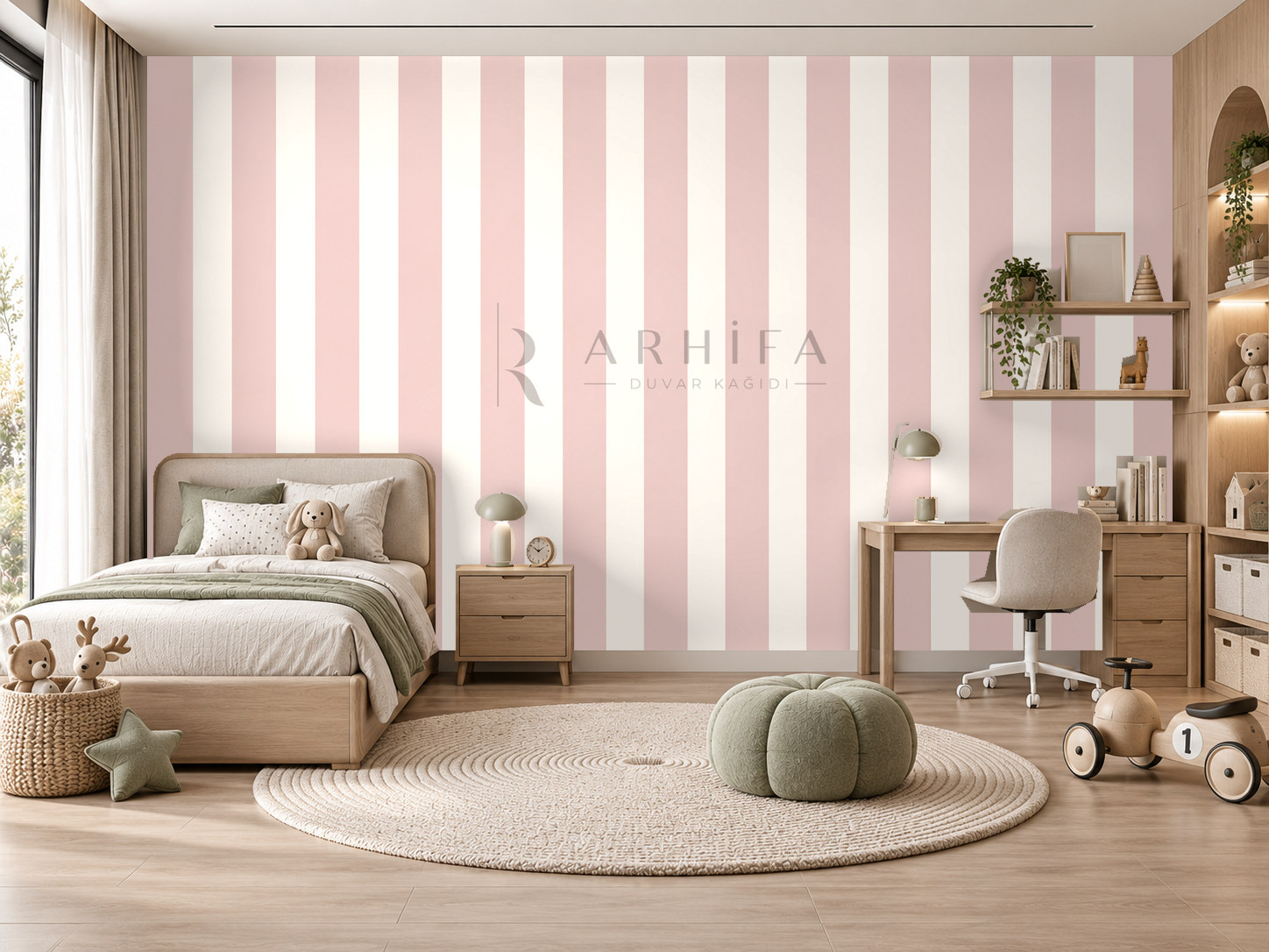 — Dusty Rose Stripes Duvar Kağıdı (KST-005) – görsel 1