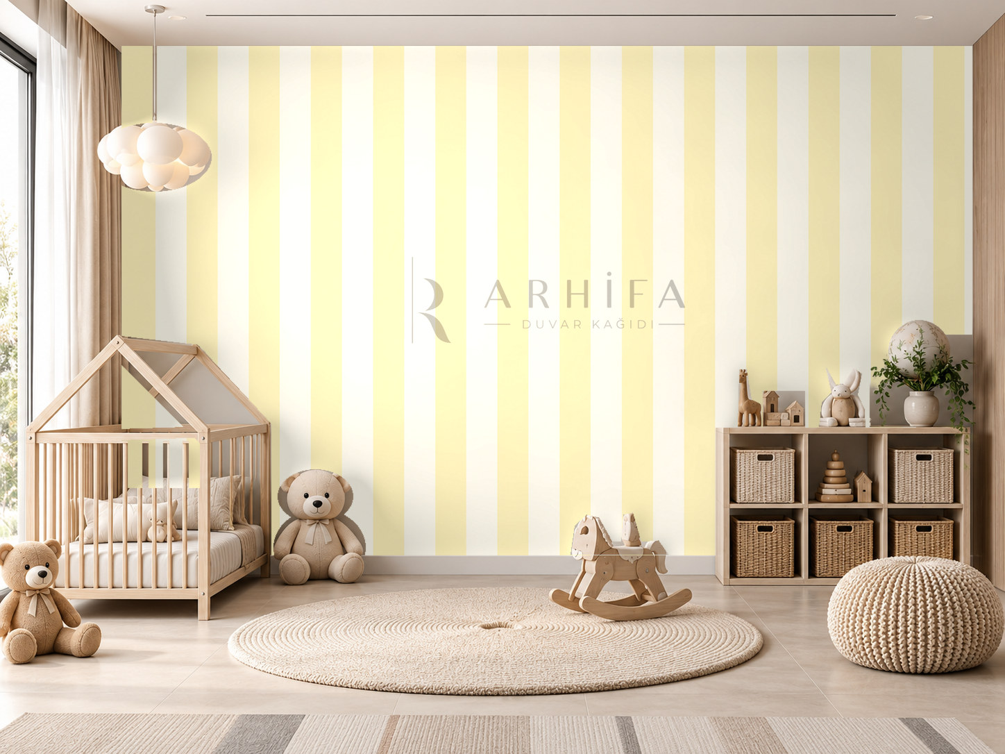 — Butter Yellow Stripes Duvar Kağıdı (KST-007) – görsel 1