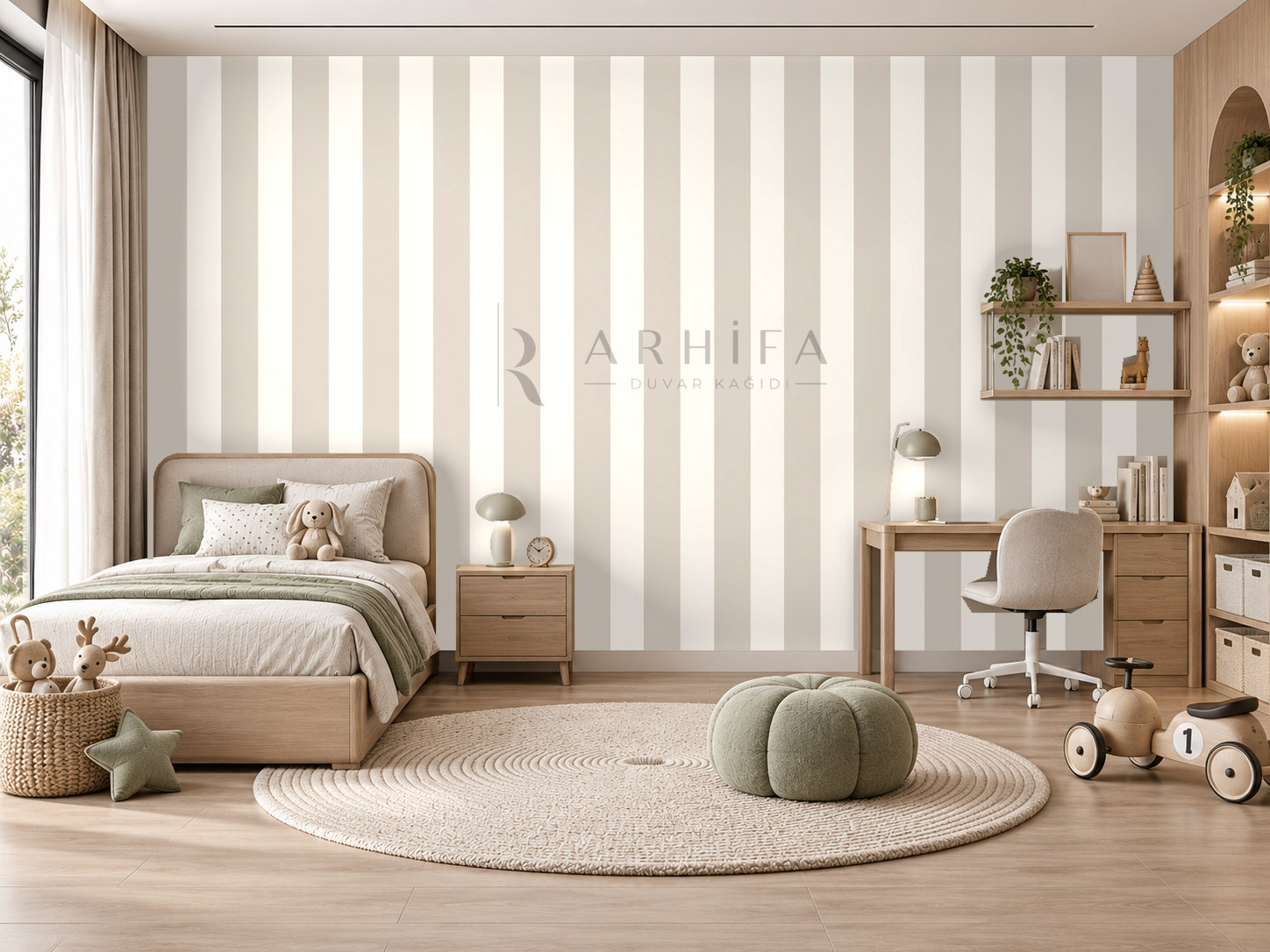 — Greige Stripes Duvar Kağıdı (KST-011) – görsel 1