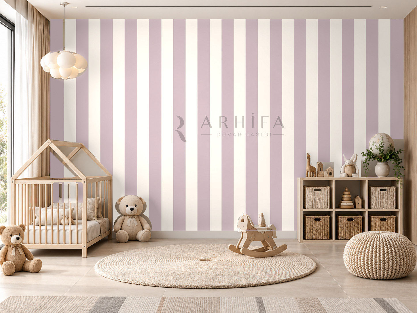 — Mauve Stripes Duvar Kağıdı (KST-013) – görsel 1