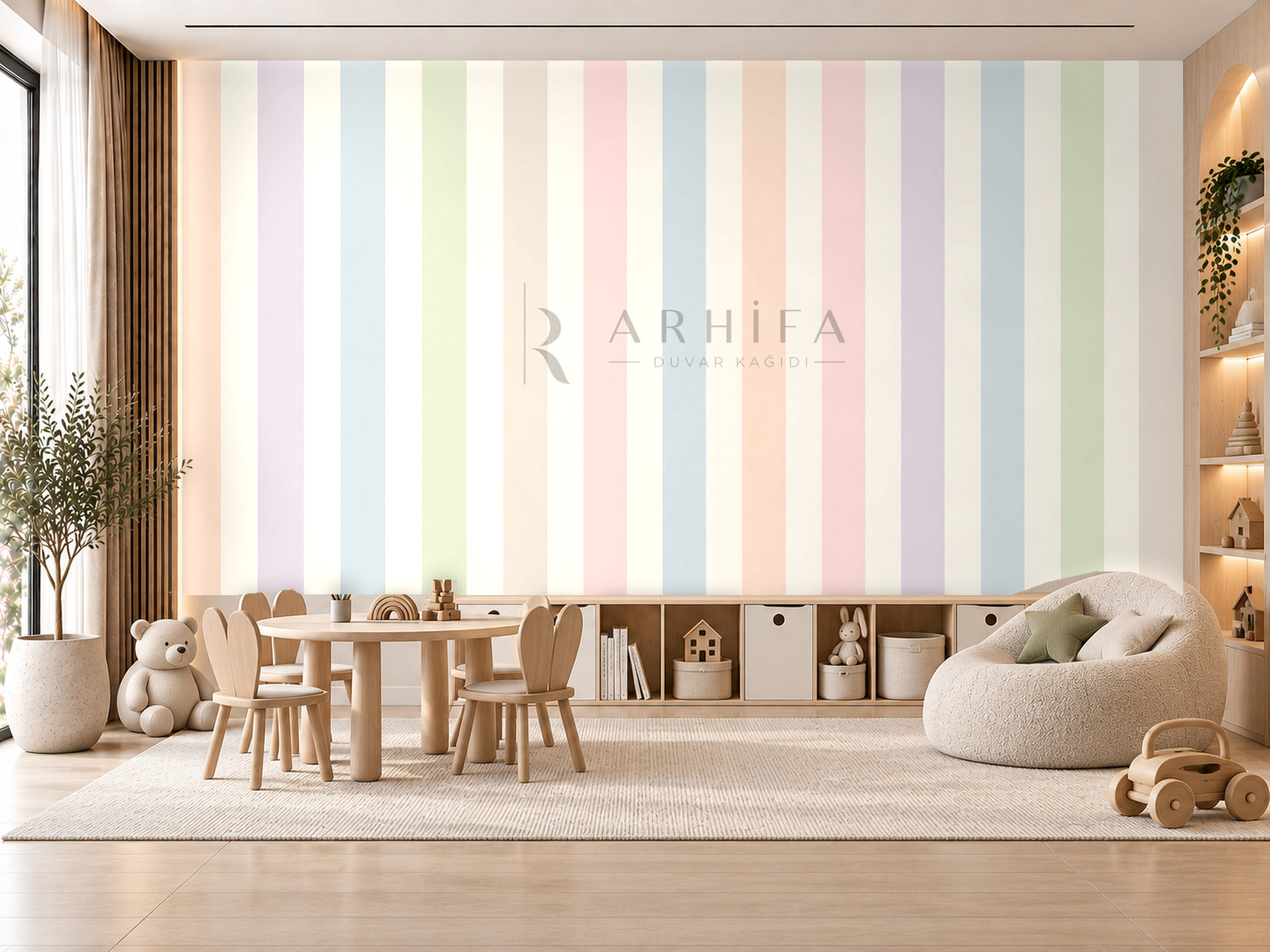 — Pastel Signature Stripes Duvar Kağıdı (KST-015) – görsel 1