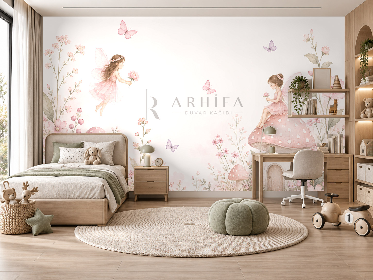 — Pink Fairy Garden Duvar Kağıdı (SFY-004) – görsel 1