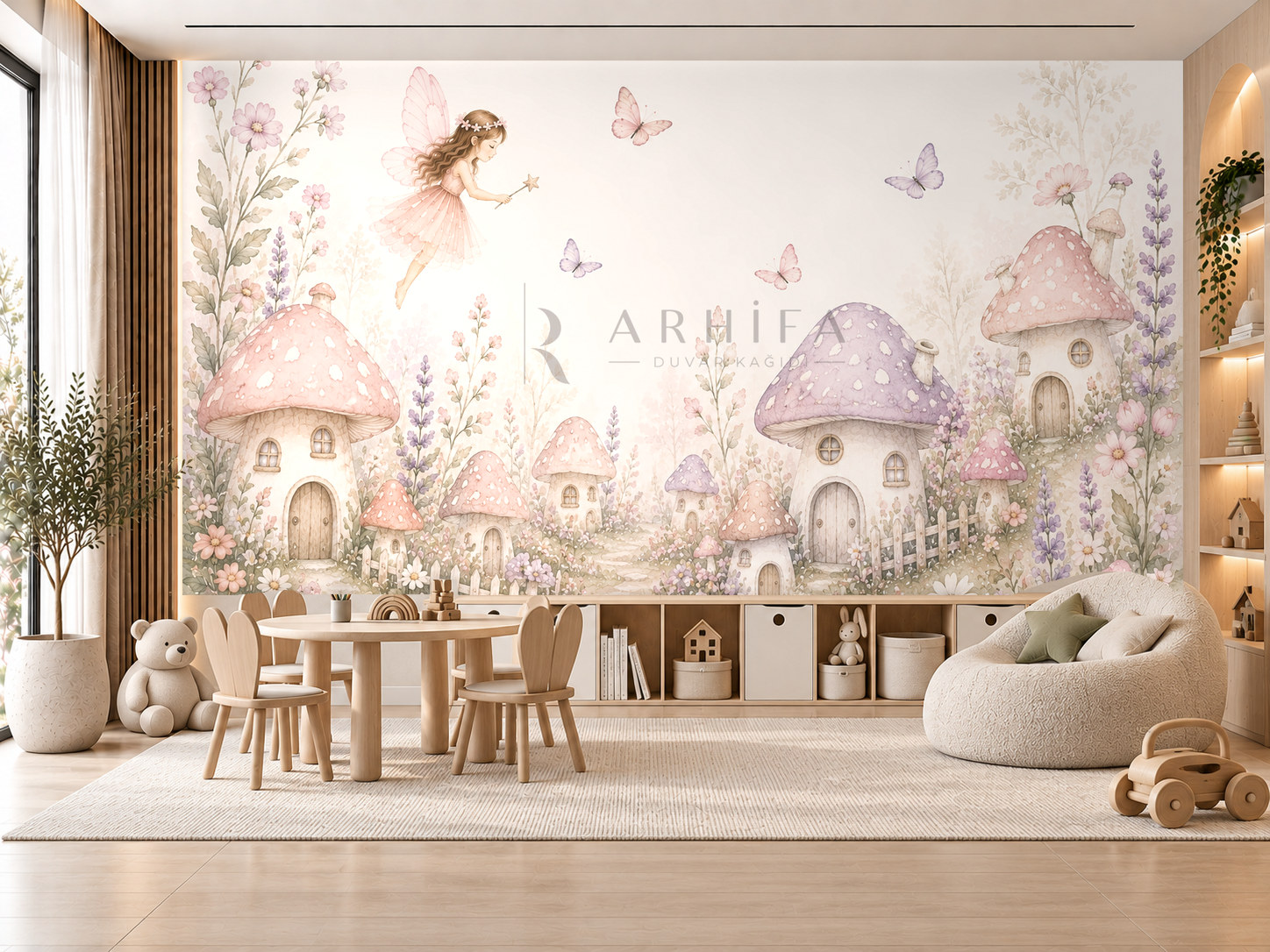 — Soft Mushroom Village Duvar Kağıdı (SFY-008) – görsel 1