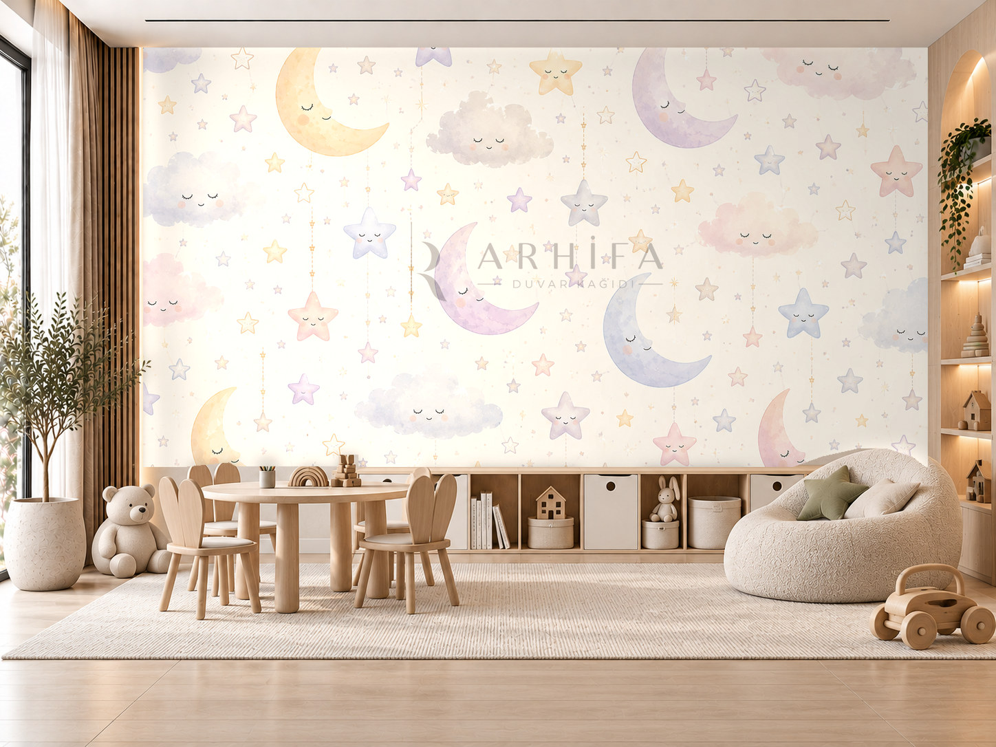 Moon and Stars Duvar Kağıdı (ST-010) – görsel 1