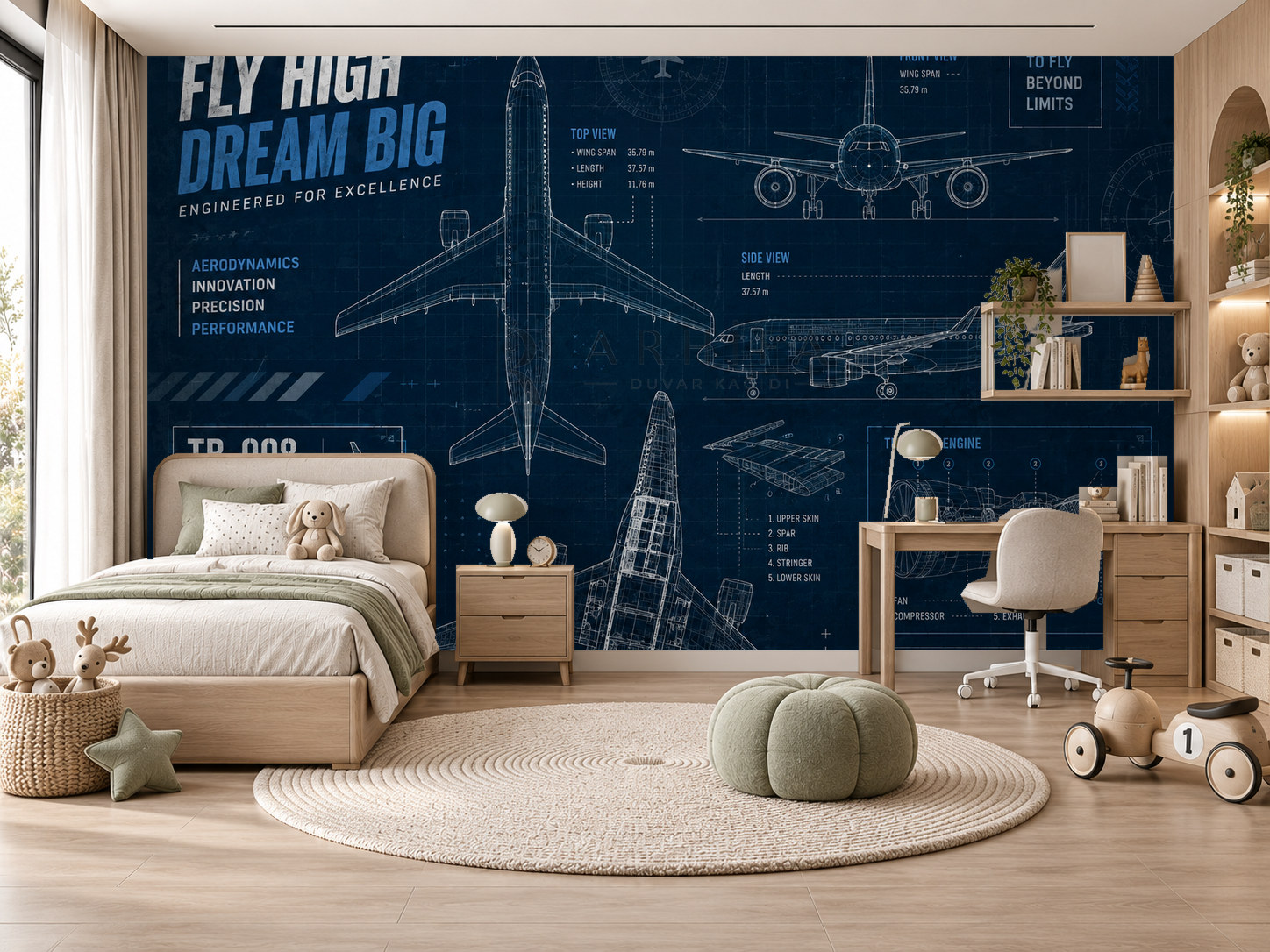 — Aviation Blueprint Duvar Kağıdı (TB-008) – görsel 1