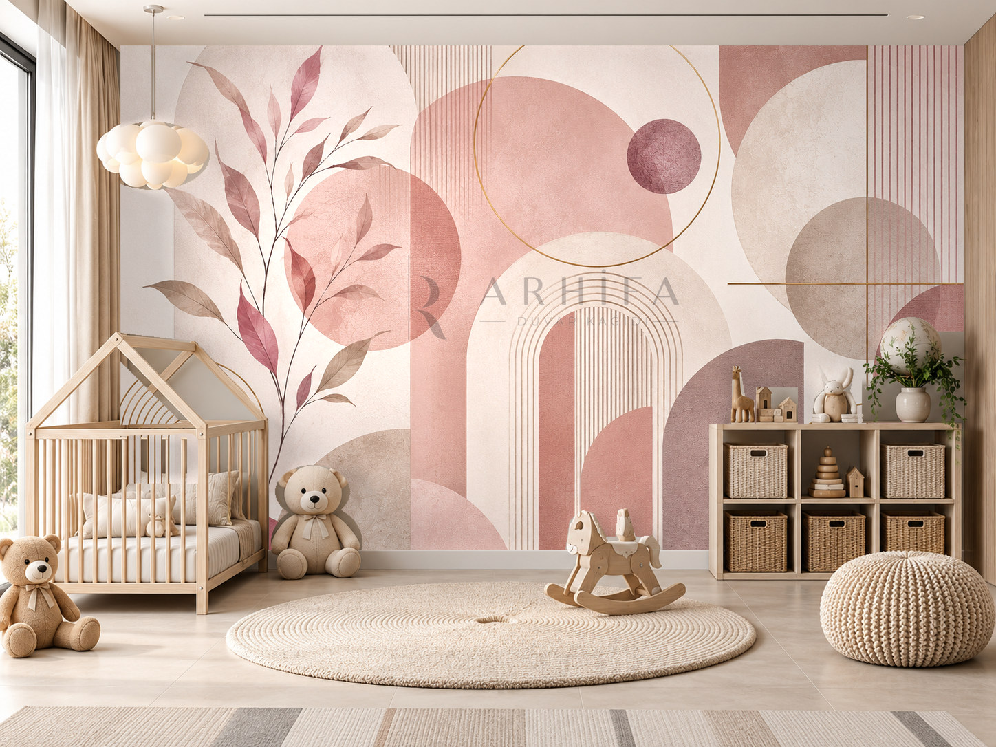 — Dusty Rose Geometry Duvar Kağıdı (G-011) – görsel 1