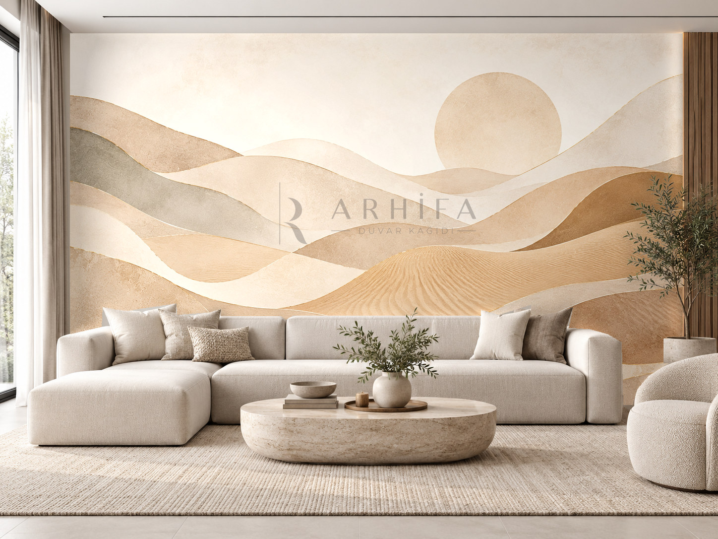 Desert Forms (kum tepeleri ve çöl dokularından ilham alan tasarım) Duvar Kağıdı (AA-009) – görsel 1