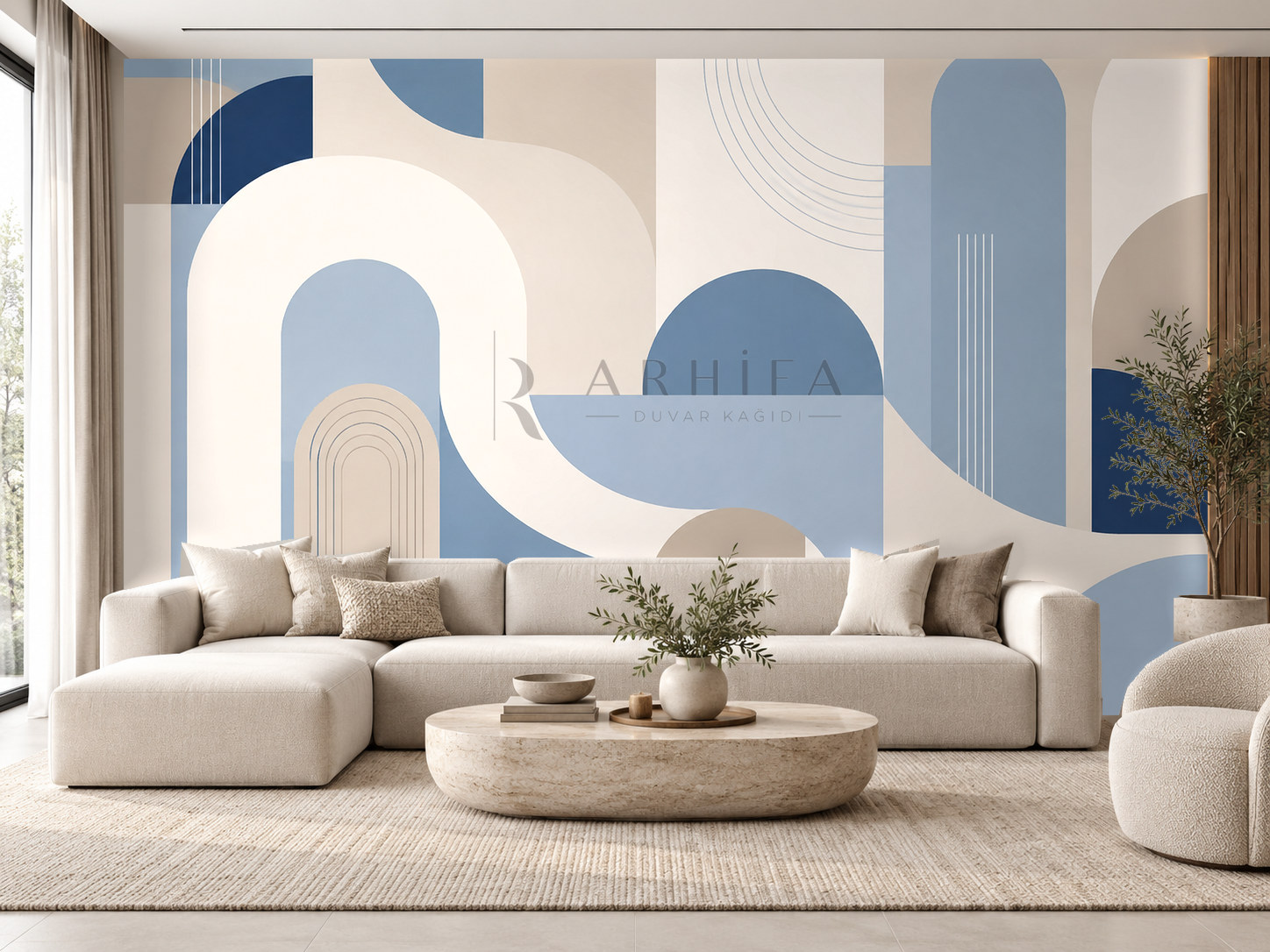 — Blue Structured Curve Duvar Kağıdı (MGB-009) – görsel 1