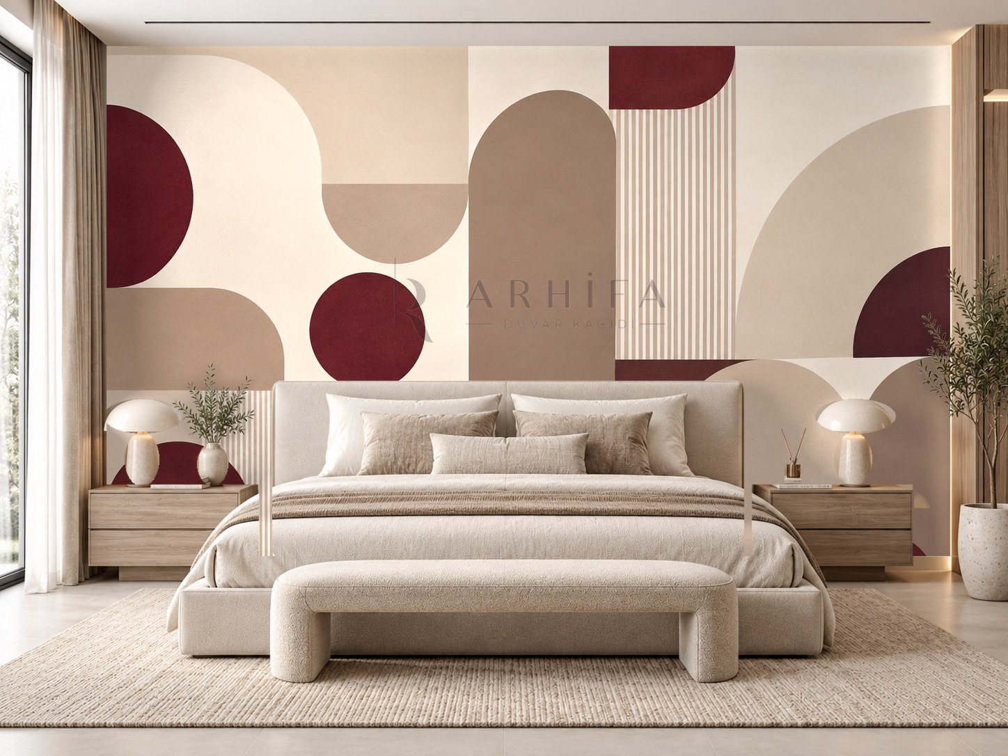 — Burgundy Soft Blocks Duvar Kağıdı (MGR-002) – görsel 1