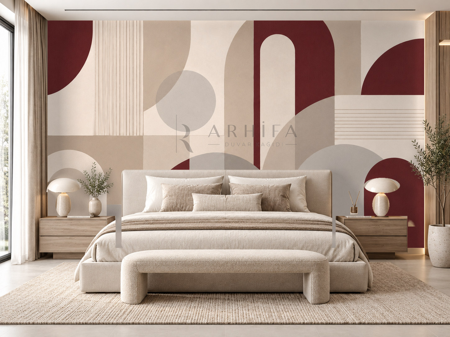 — Burgundy Soft Intersections Duvar Kağıdı (MGR-011) – görsel 1