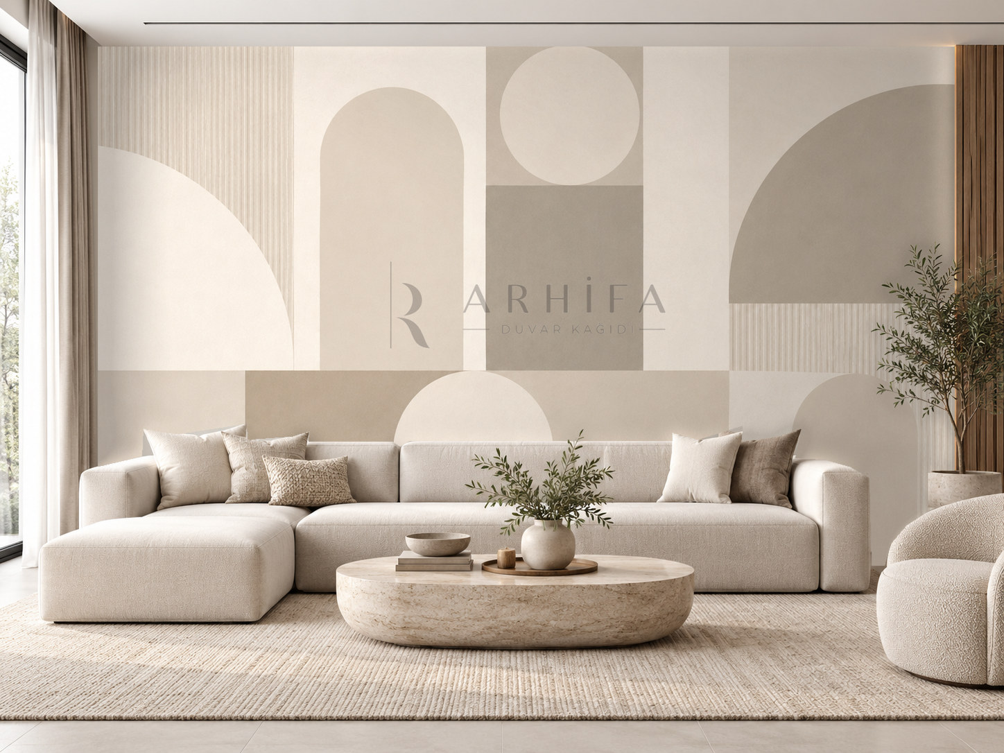 — Greige Soft Blocks Duvar Kağıdı (MGG-002) – görsel 1