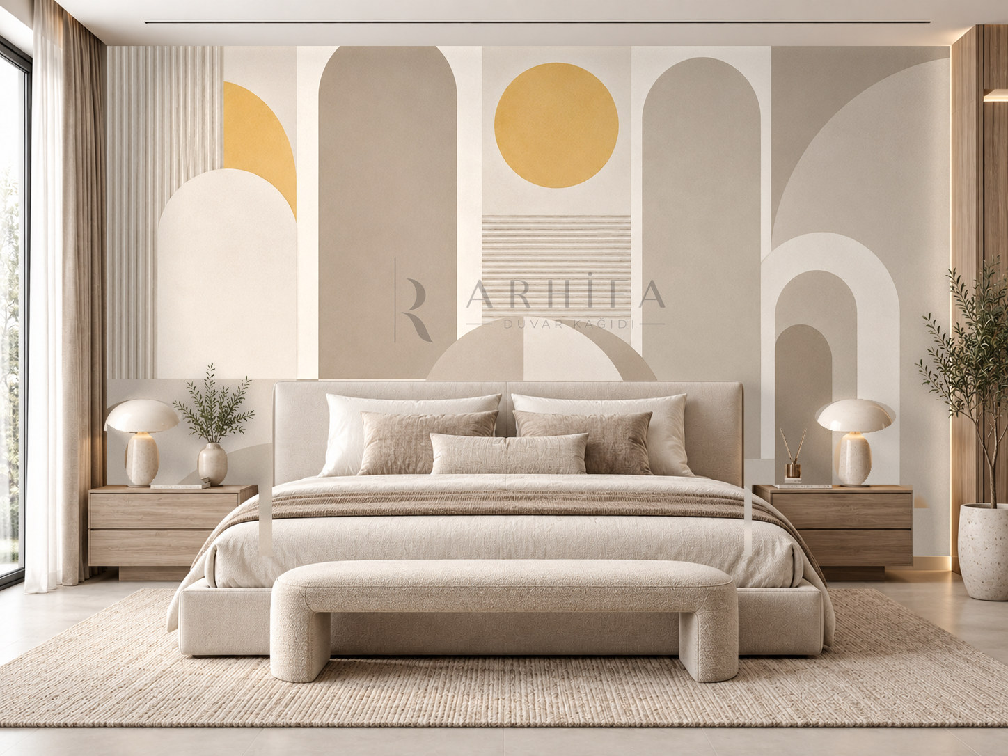 — Greige Modern Arches Duvar Kağıdı (MGG-003) – görsel 1
