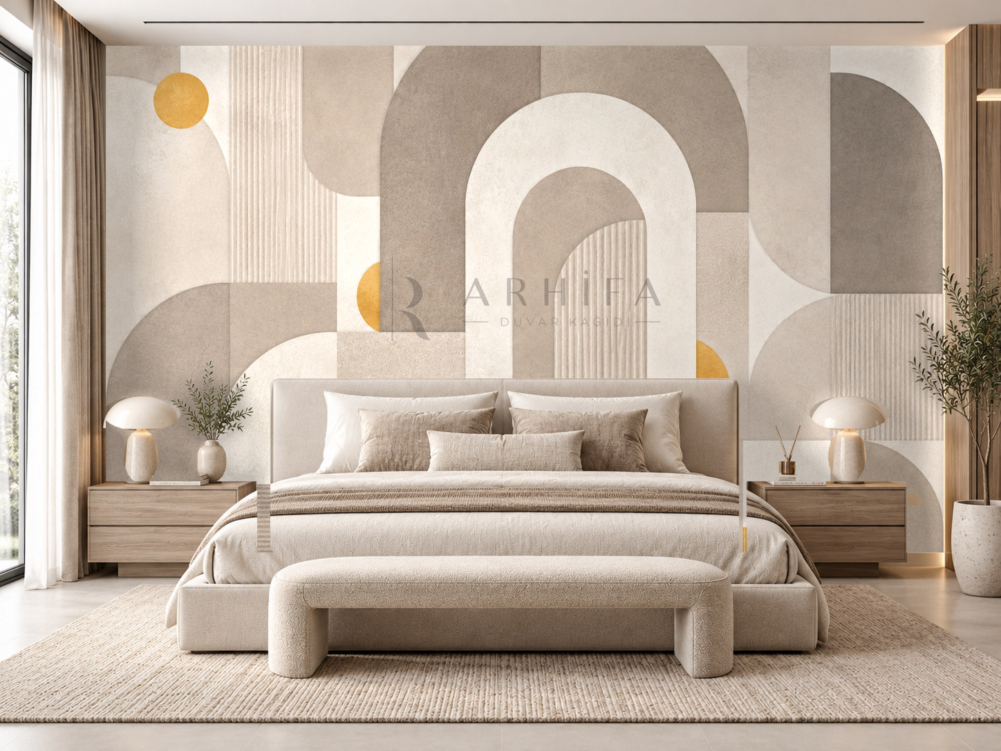 — Greige Geometric Signature Duvar Kağıdı (MGG-015) – görsel 1