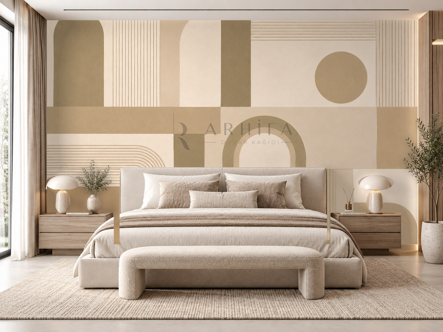 — Khaki Linear Structure Duvar Kağıdı (MGK-014) – görsel 1