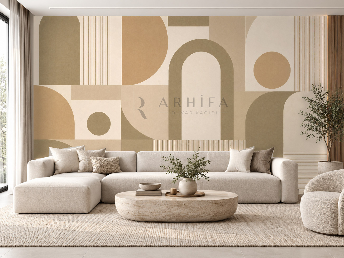 — Khaki Geometric Signature Duvar Kağıdı (MGK-015) – görsel 1