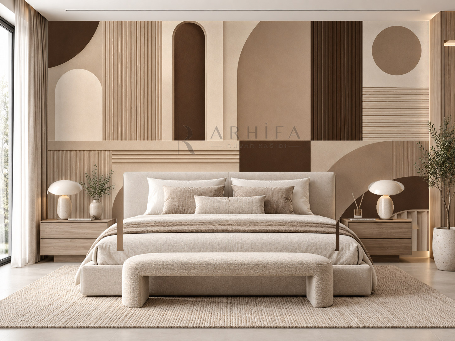 — Mocha Architectural Rhythm Duvar Kağıdı (MGM-007) – görsel 1