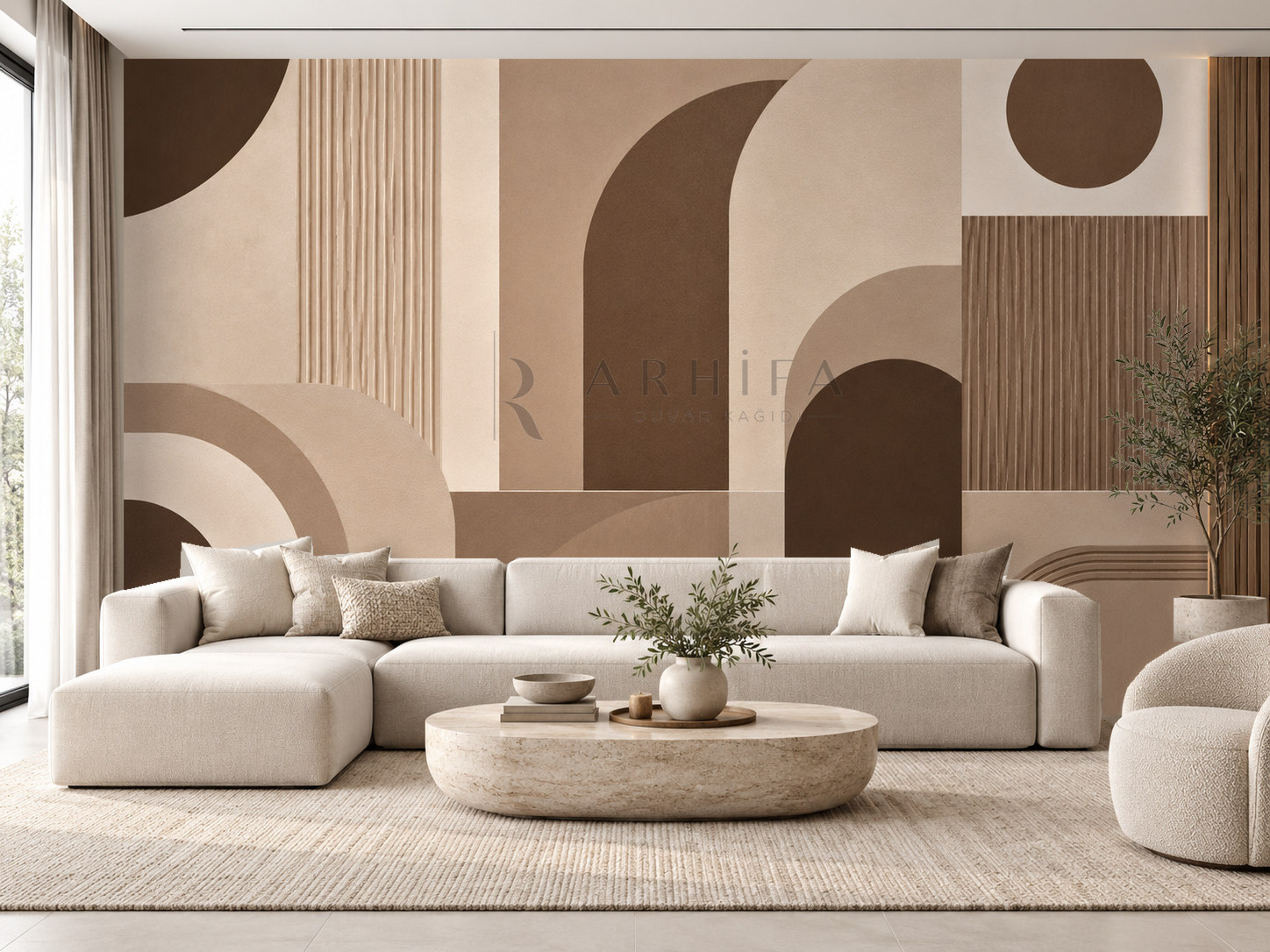 — Mocha Structured Curve Duvar Kağıdı (MGM-009) – görsel 1