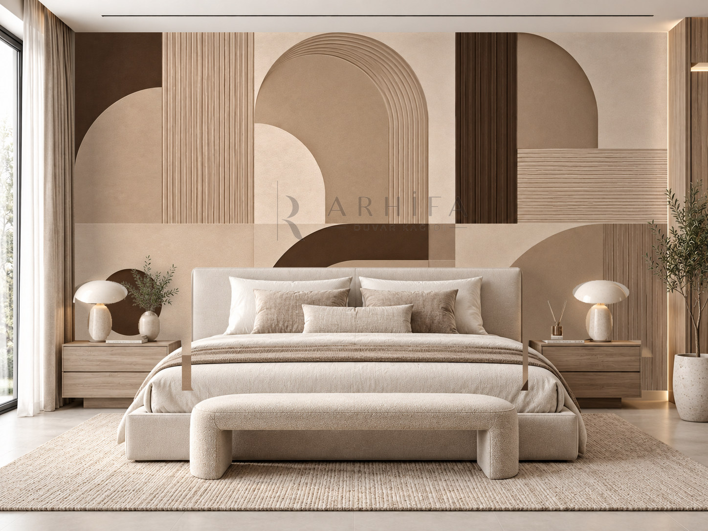 — Mocha Structured Curve Duvar Kağıdı (MGM-009A) – görsel 1