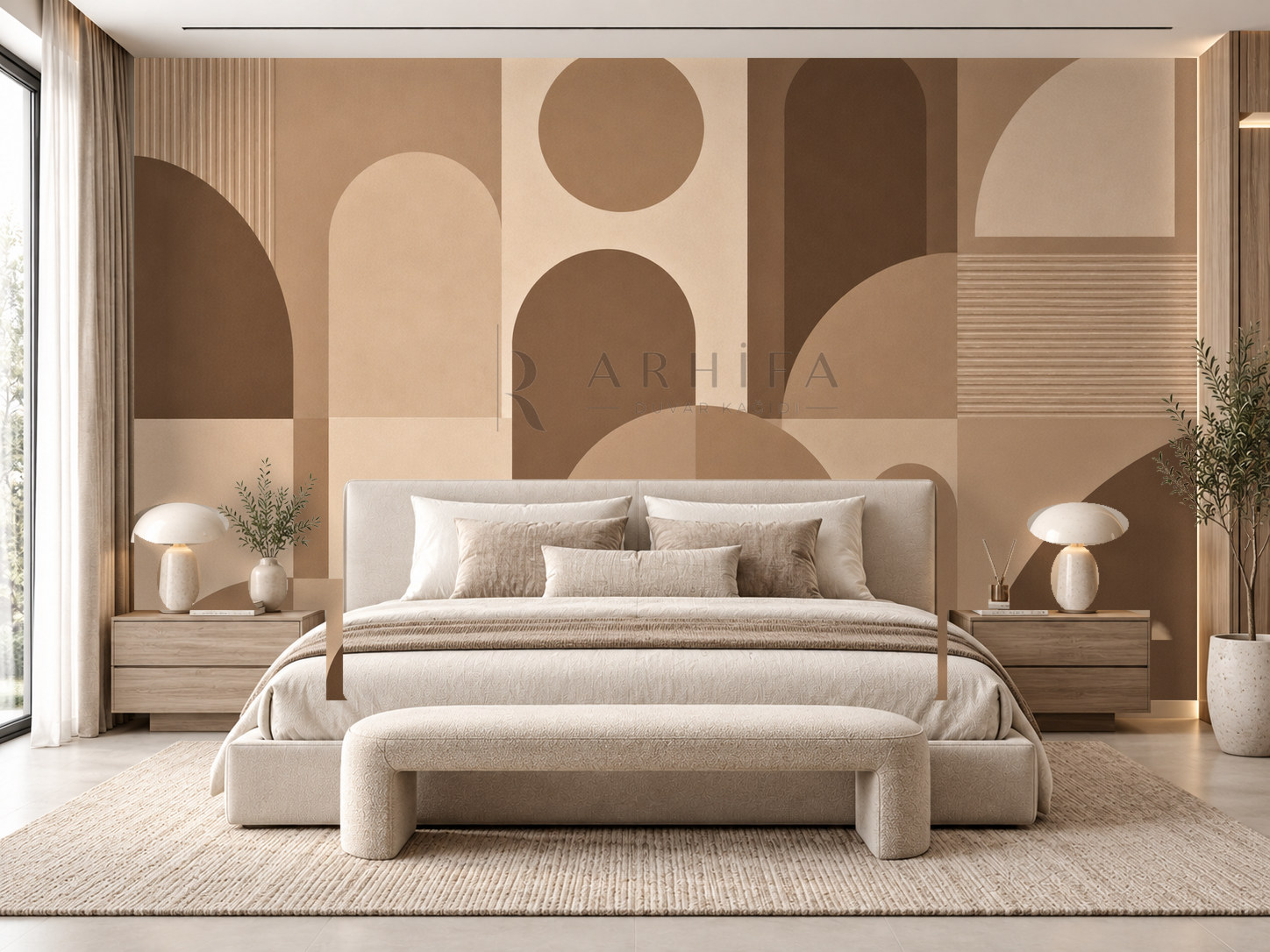— Mocha Balanced Shapes Duvar Kağıdı (MGM-013) – görsel 1
