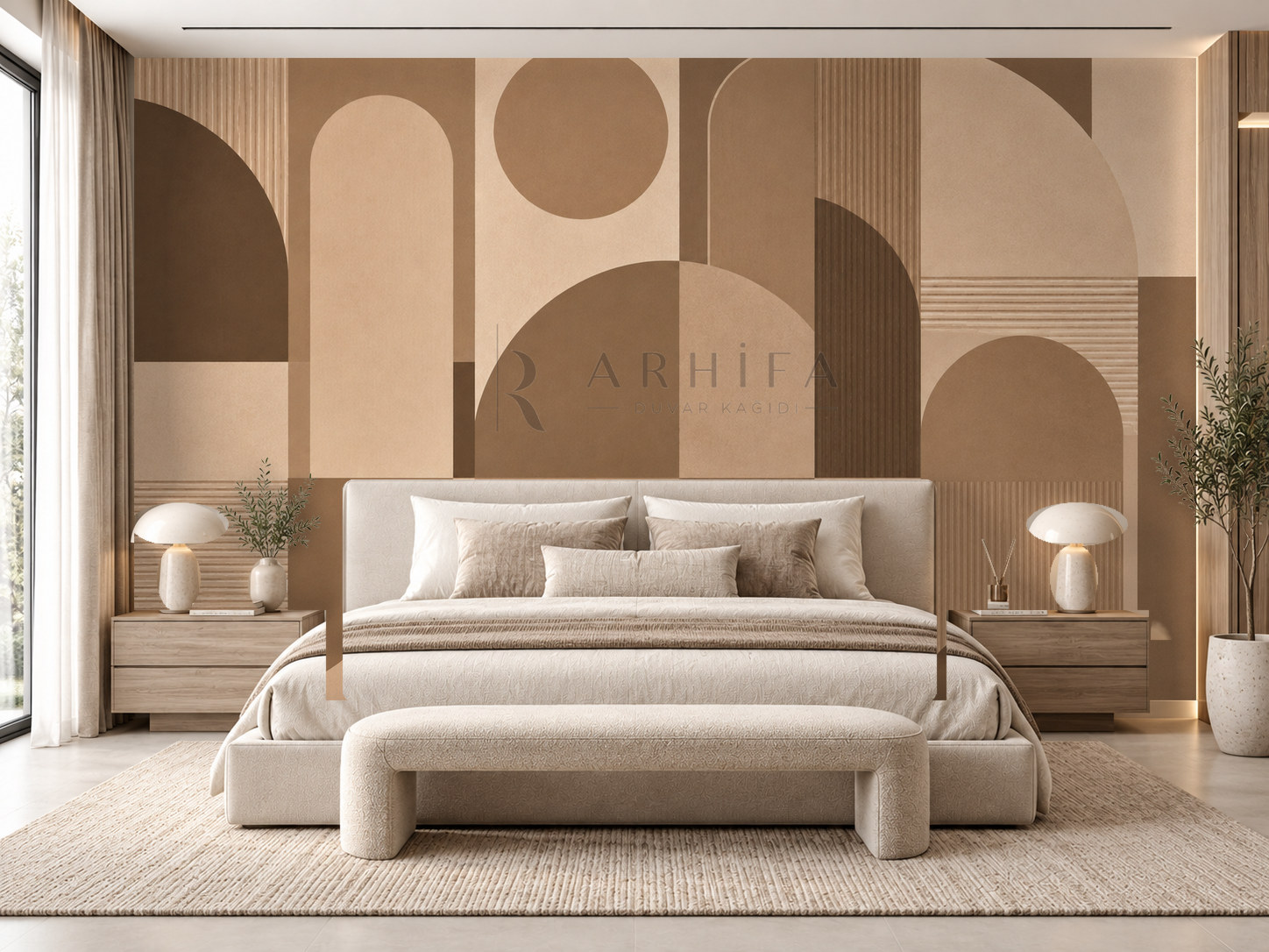 — Mocha Geometric Signature Duvar Kağıdı (MGM-015) – görsel 1