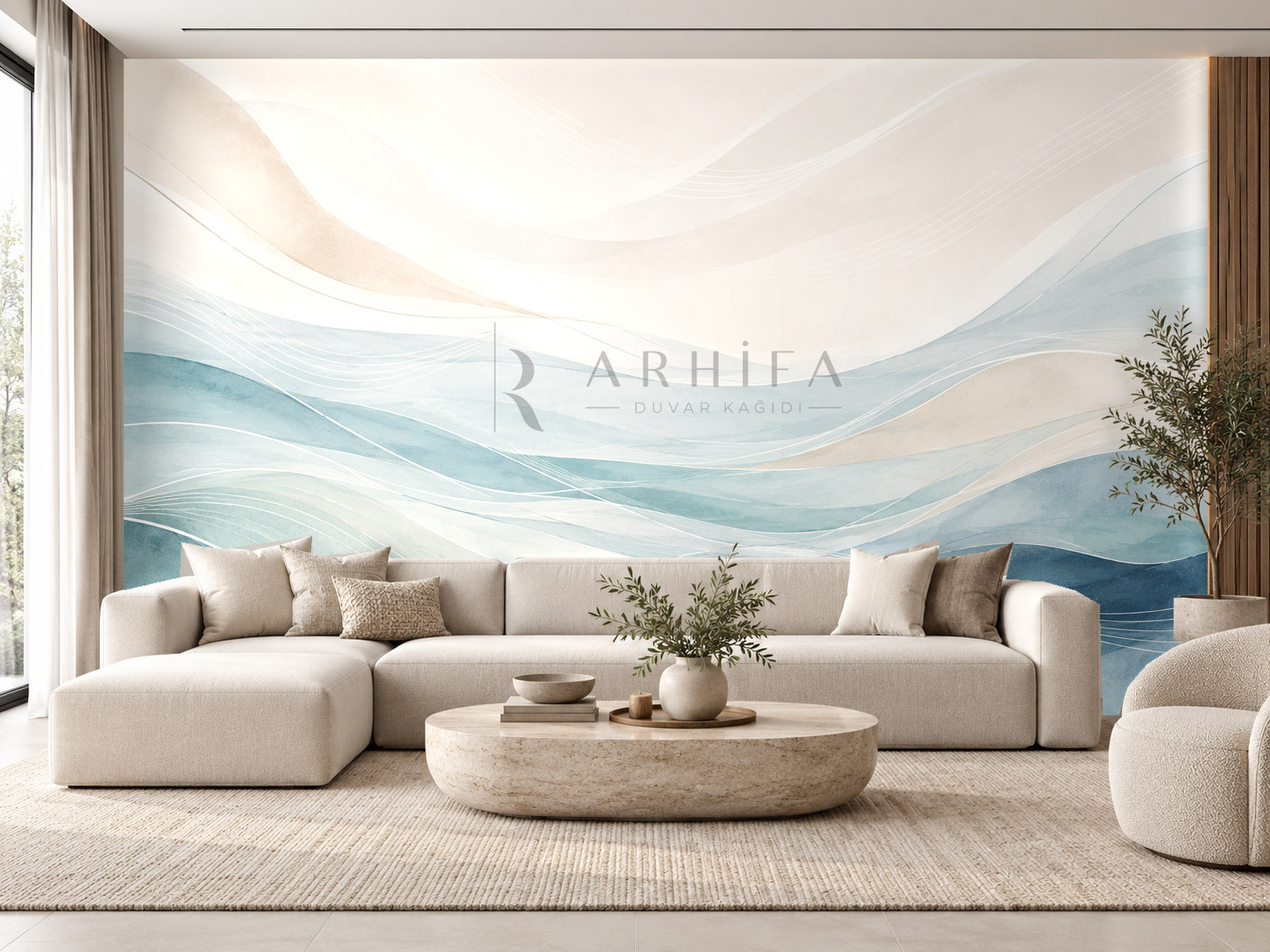 Ocean Breeze (soyut deniz dalgaları ve hafif rüzgar hissi) Duvar Kağıdı (CC-002)