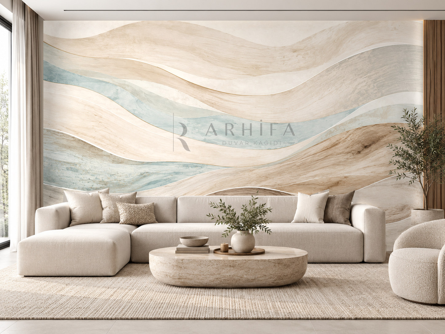 Driftwood (doğal ahşap dokularından ilham alan soyut kompozisyon) Duvar Kağıdı (CC-006)