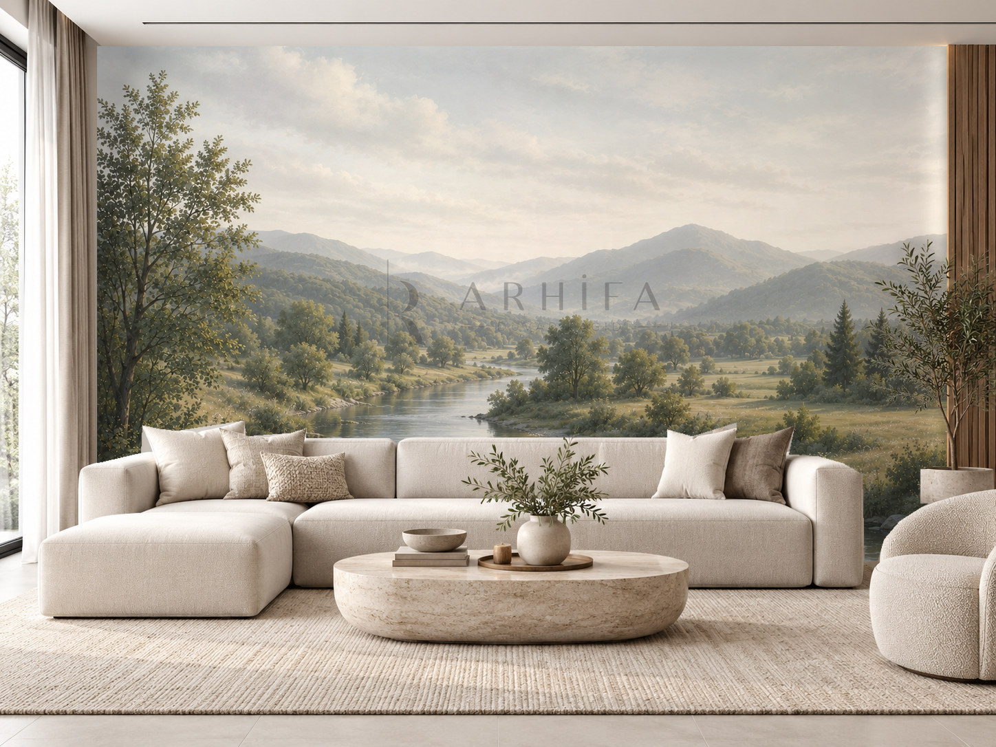 — Quiet River Landscape Duvar Kağıdı (PN-010) – görsel 1