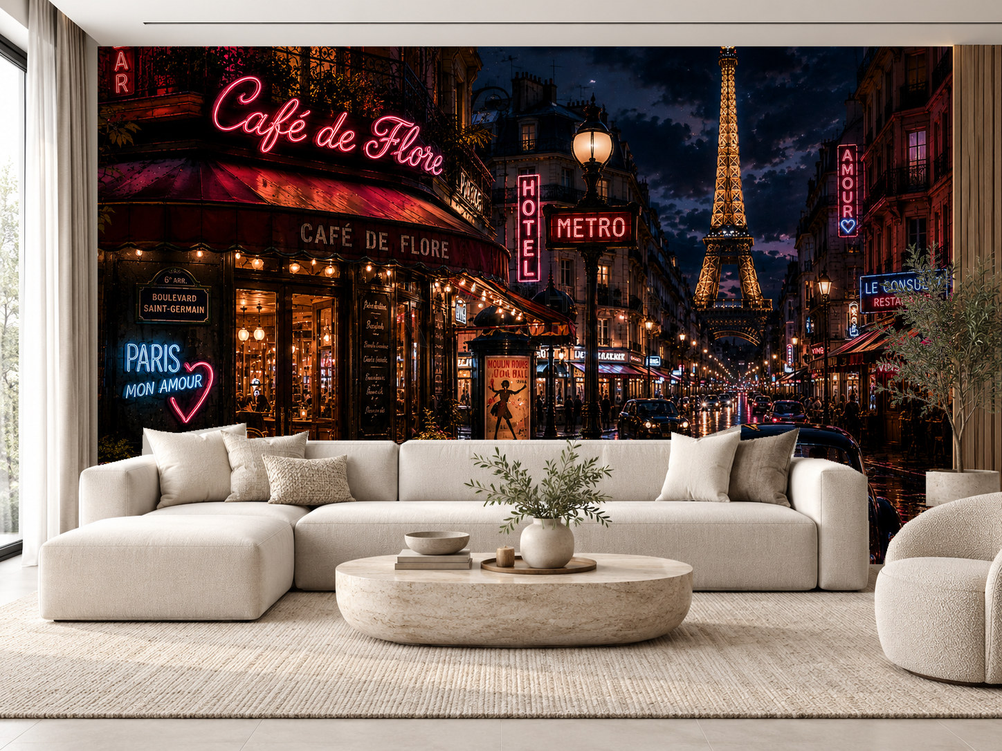 — Paris Neon Café Duvar Kağıdı (VCN-013) – görsel 1