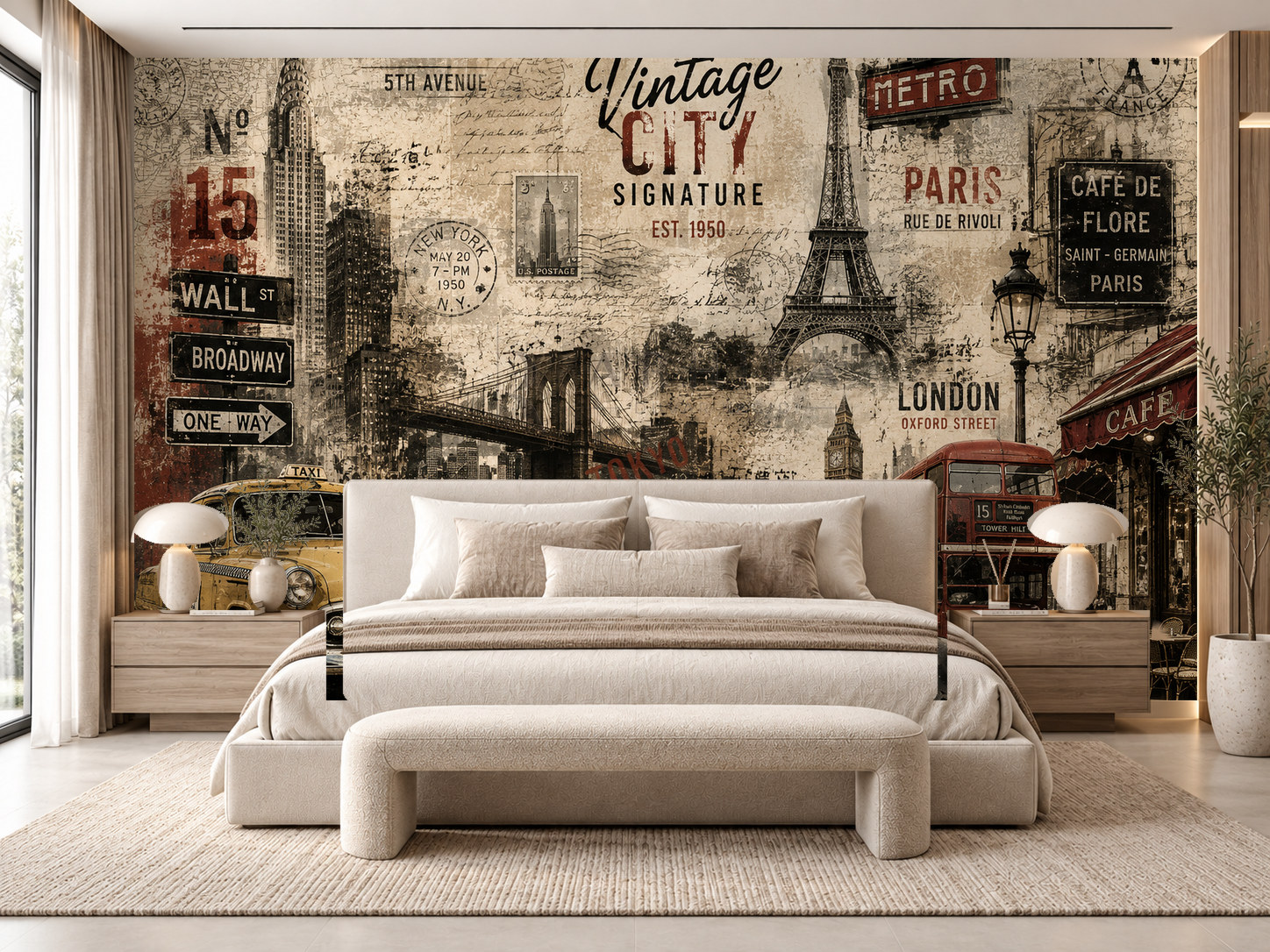 — Vintage City Signature Duvar Kağıdı (VCN-015) – görsel 1