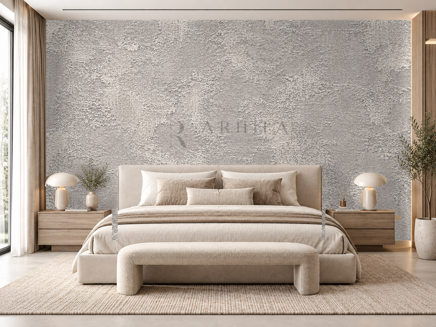 — Soft Grey Relief Duvar Kağıdı (RCT-001A) – görsel 1