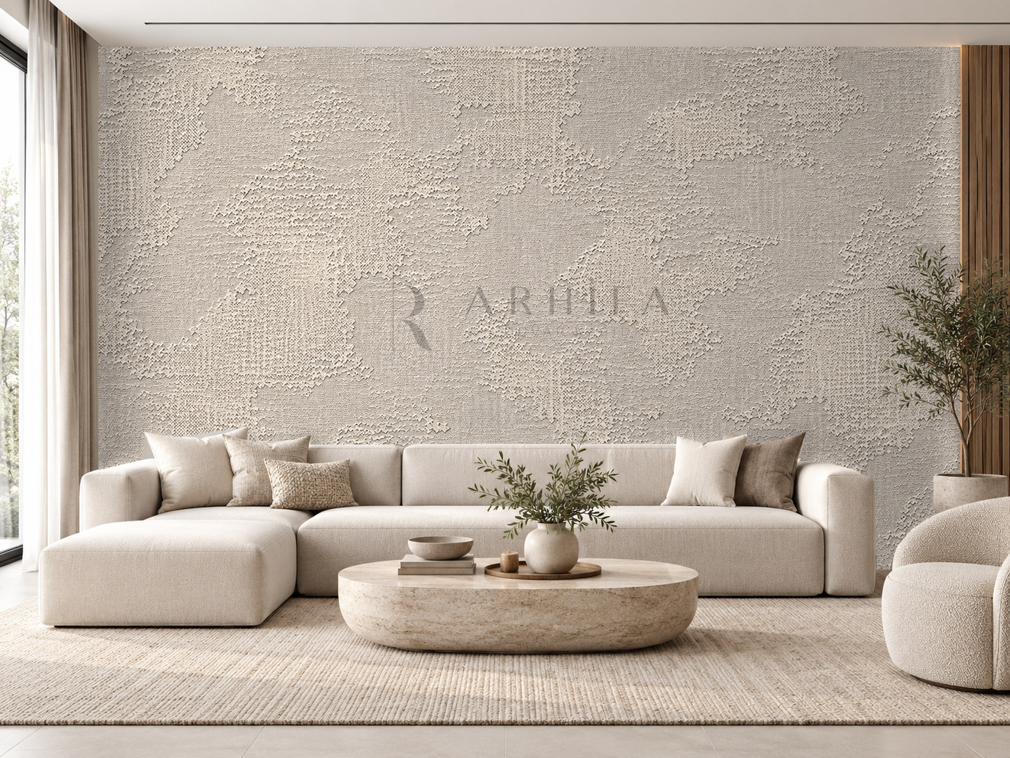 — Greige Plaster Weave Duvar Kağıdı (RCT-003) – görsel 1
