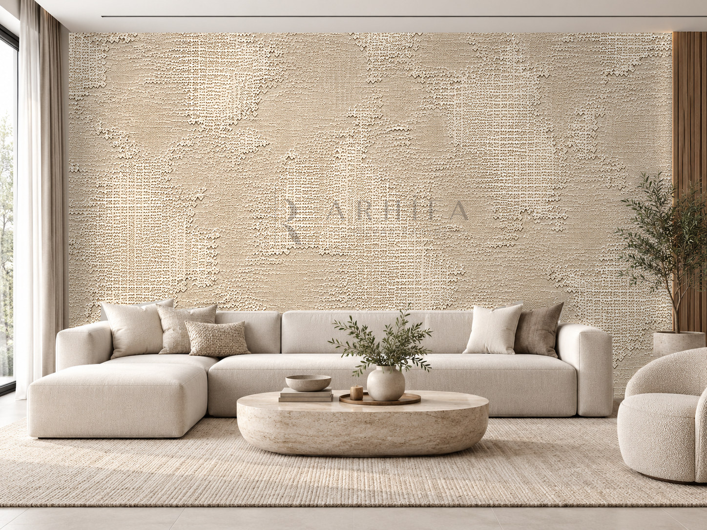 — Stone Beige Relief Duvar Kağıdı (RCT-008) – görsel 1