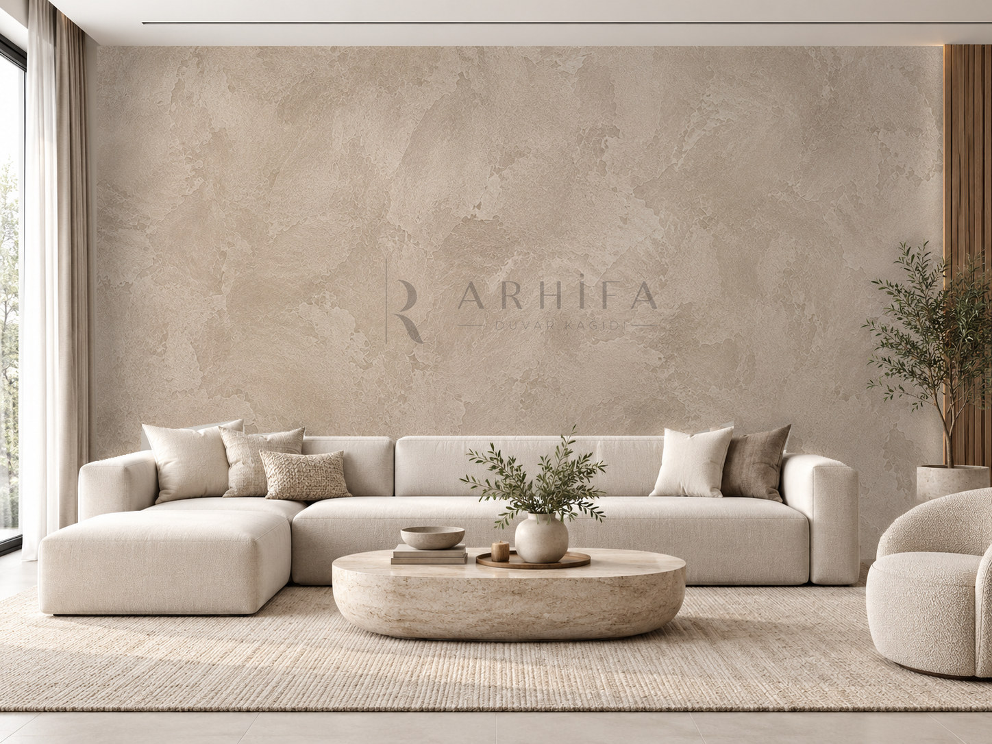 — Warm Taupe Stucco Duvar Kağıdı (DPC-005) – görsel 1