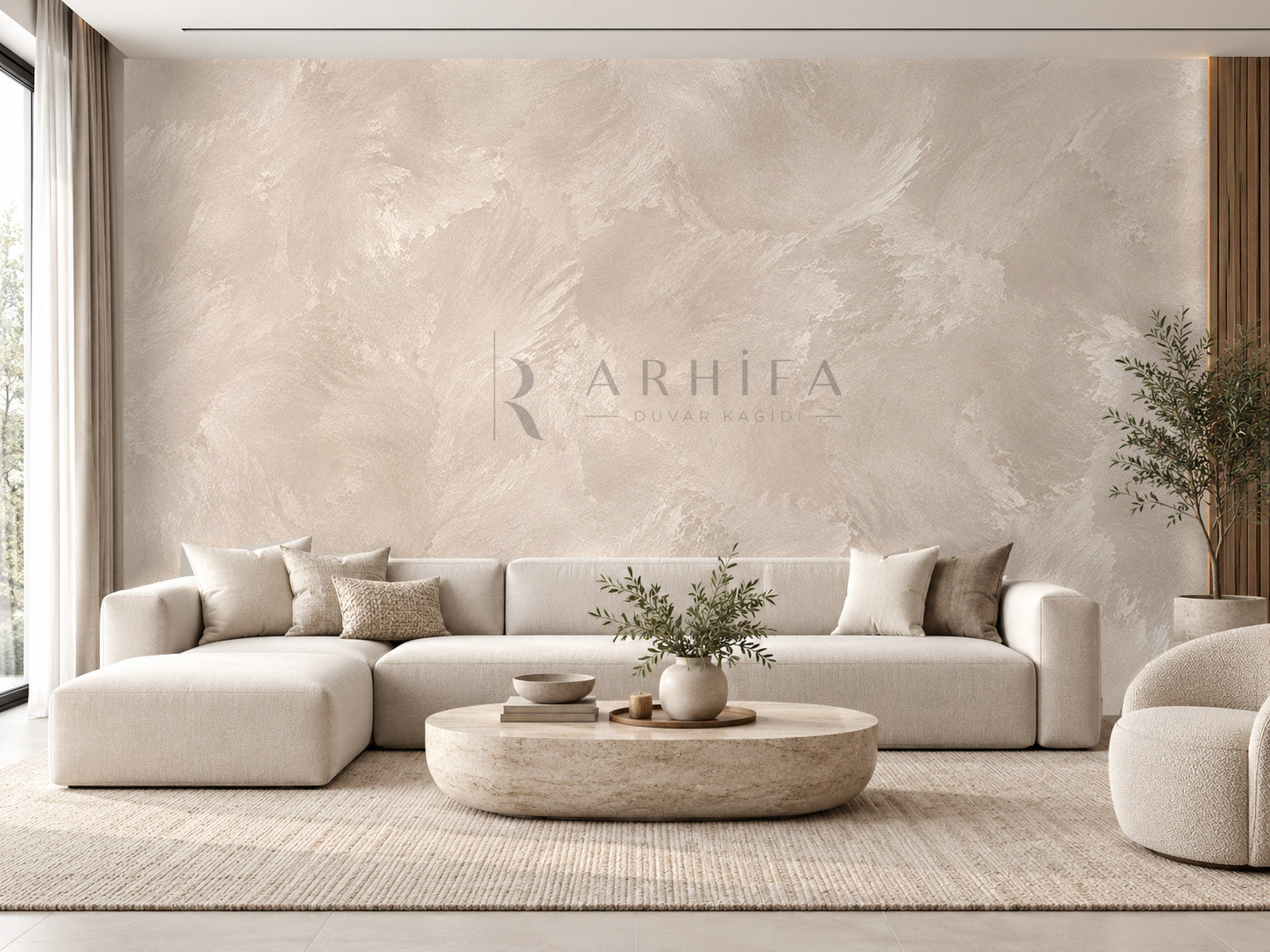 — Soft Taupe Silk Duvar Kağıdı (SPC-004) – görsel 1