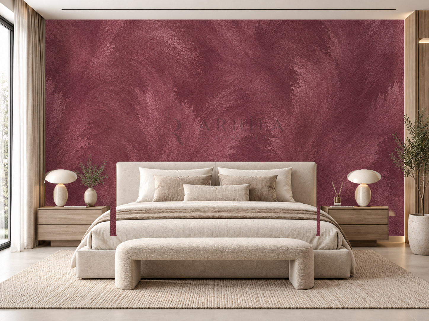 — Burgundy Silk Duvar Kağıdı (SPC-010) – görsel 1