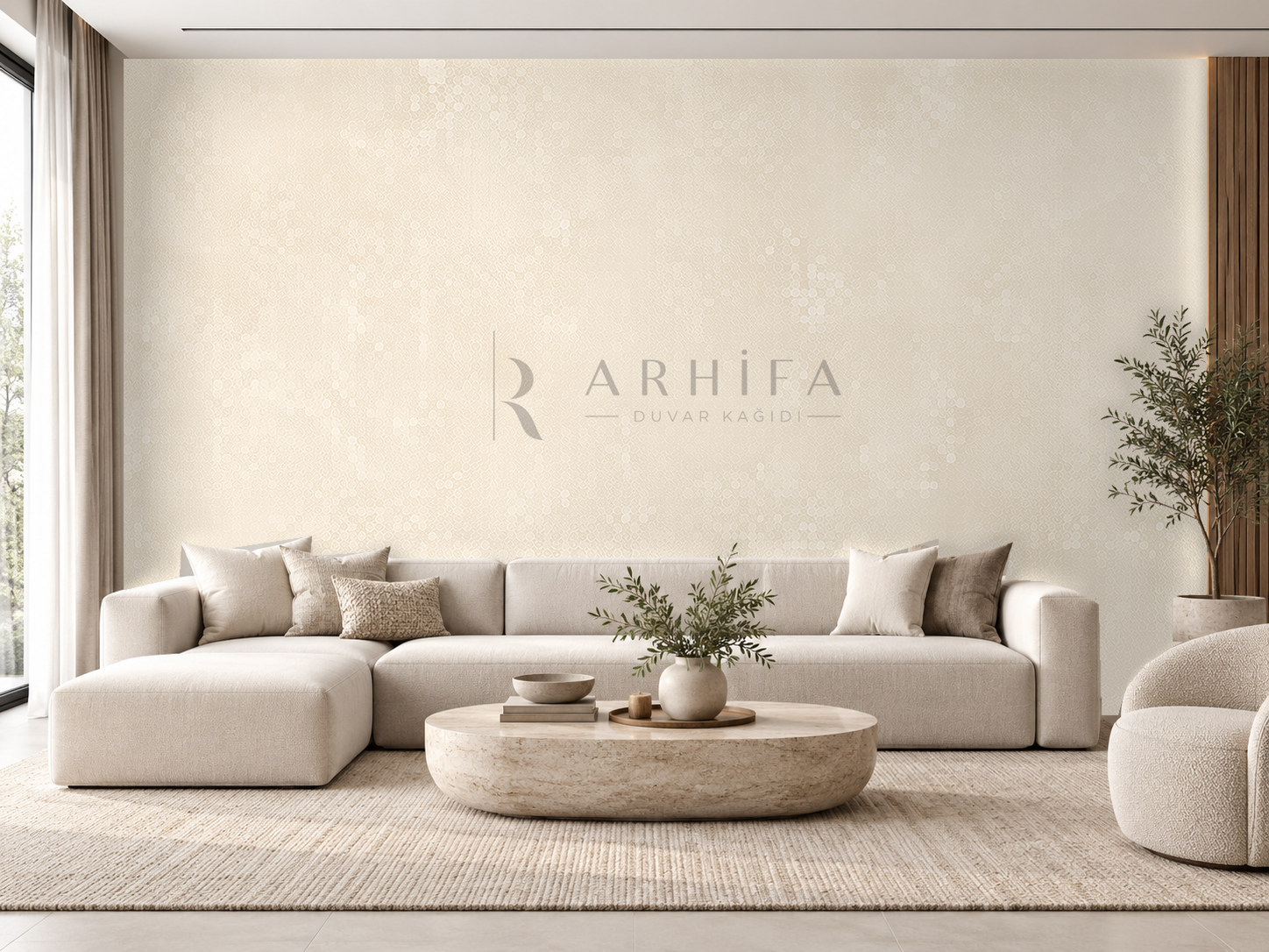 — Warm Ivory Stone Duvar Kağıdı (STX-002) – görsel 1
