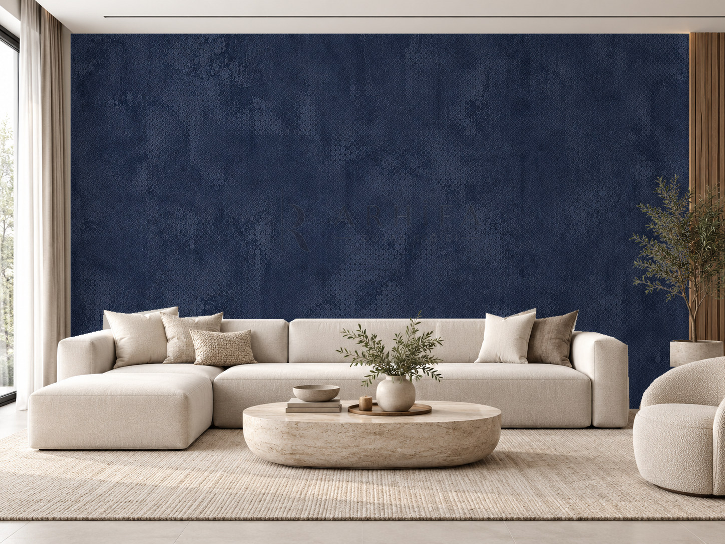 — Deep Navy Concrete Duvar Kağıdı (STX-008) – görsel 1
