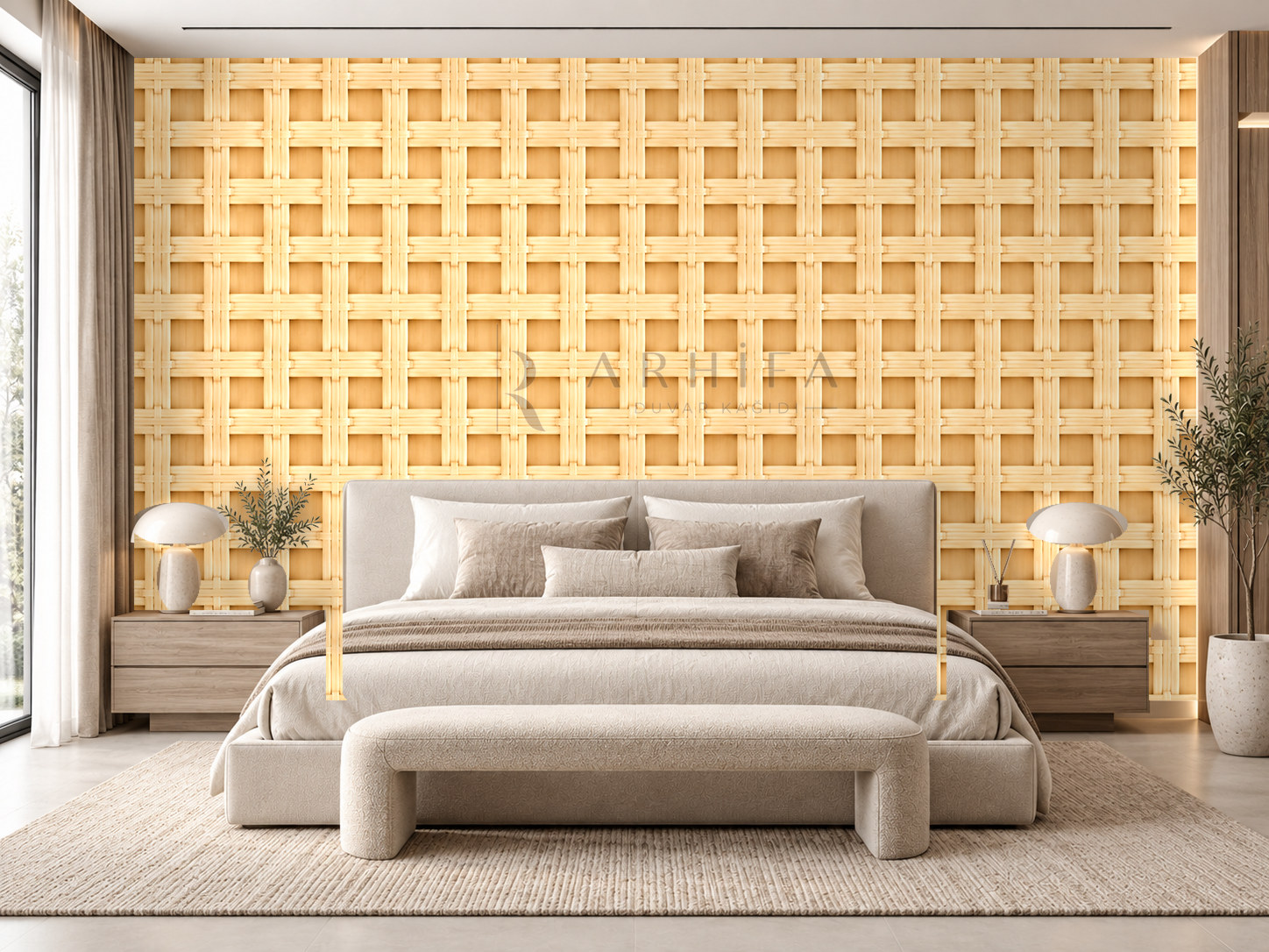 — Rattan Grid Duvar Kağıdı (RB-004A) – görsel 1