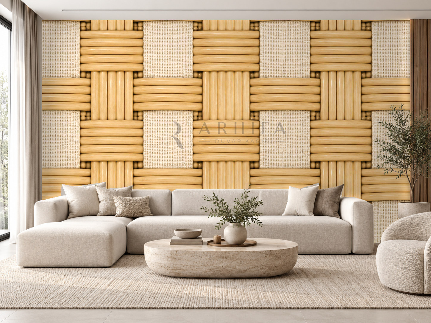 — Rattan & Linen Duvar Kağıdı (RW-004) – görsel 1