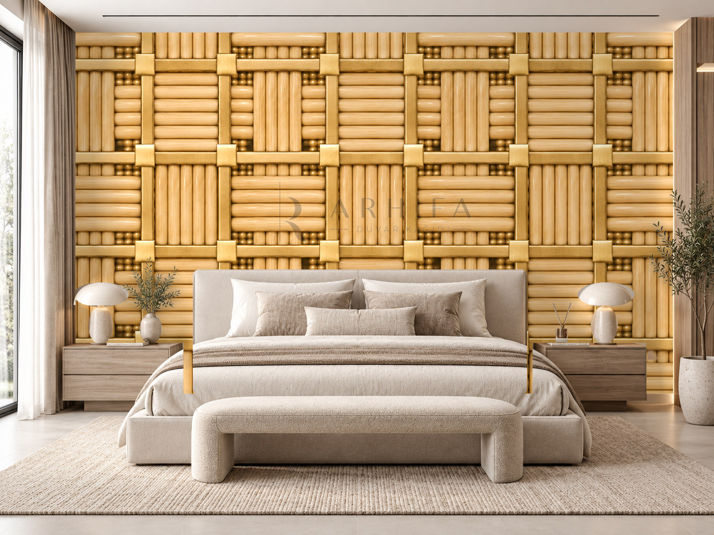 — Brass Grid Duvar Kağıdı (RW-007) – görsel 1
