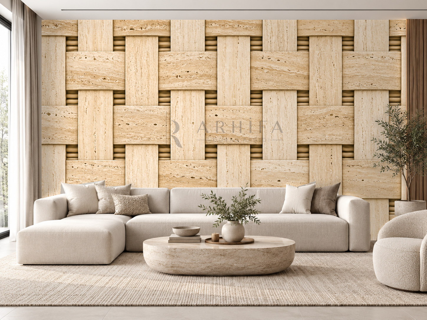 — Travertine Weave Duvar Kağıdı (RW-010) – görsel 1