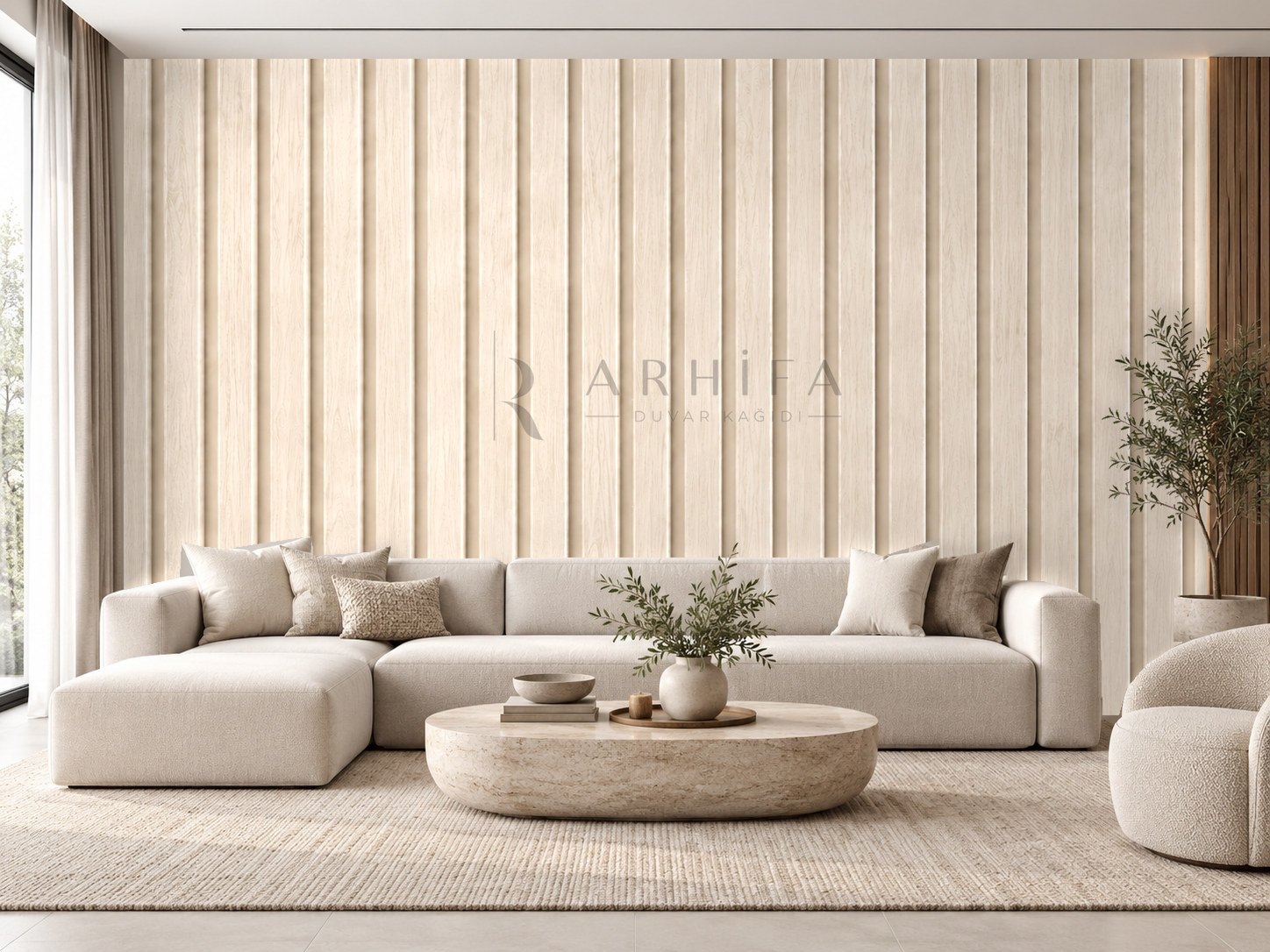 — Ivory Washed Oak Duvar Kağıdı (WFP-014) – görsel 1
