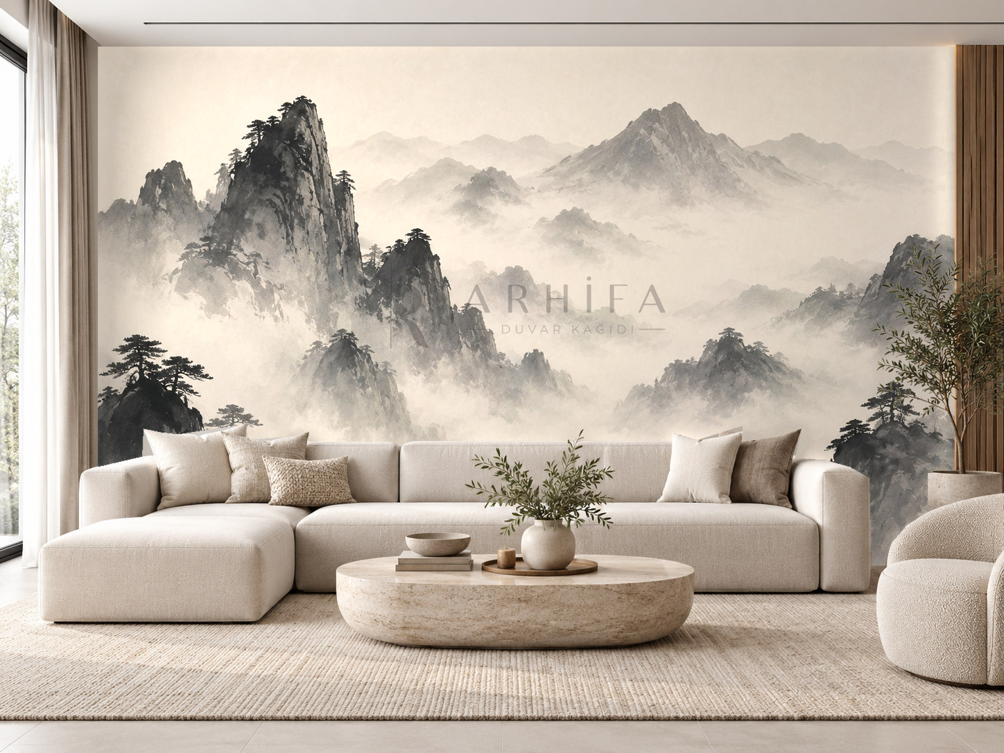 — Misty Ink Mountains Duvar Kağıdı (JI-001) – görsel 1