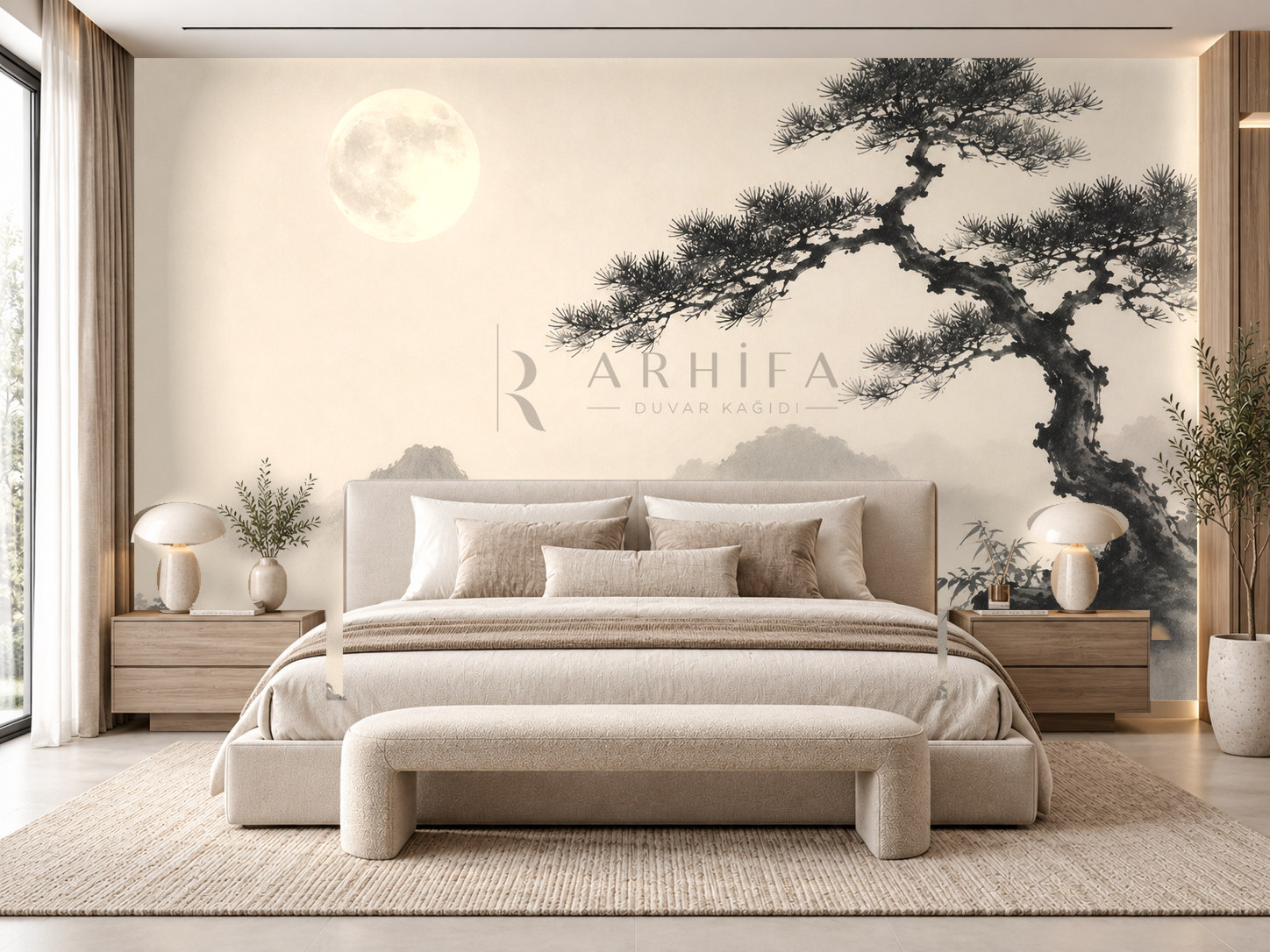 — Moon & Pine Duvar Kağıdı (JI-006) – görsel 1