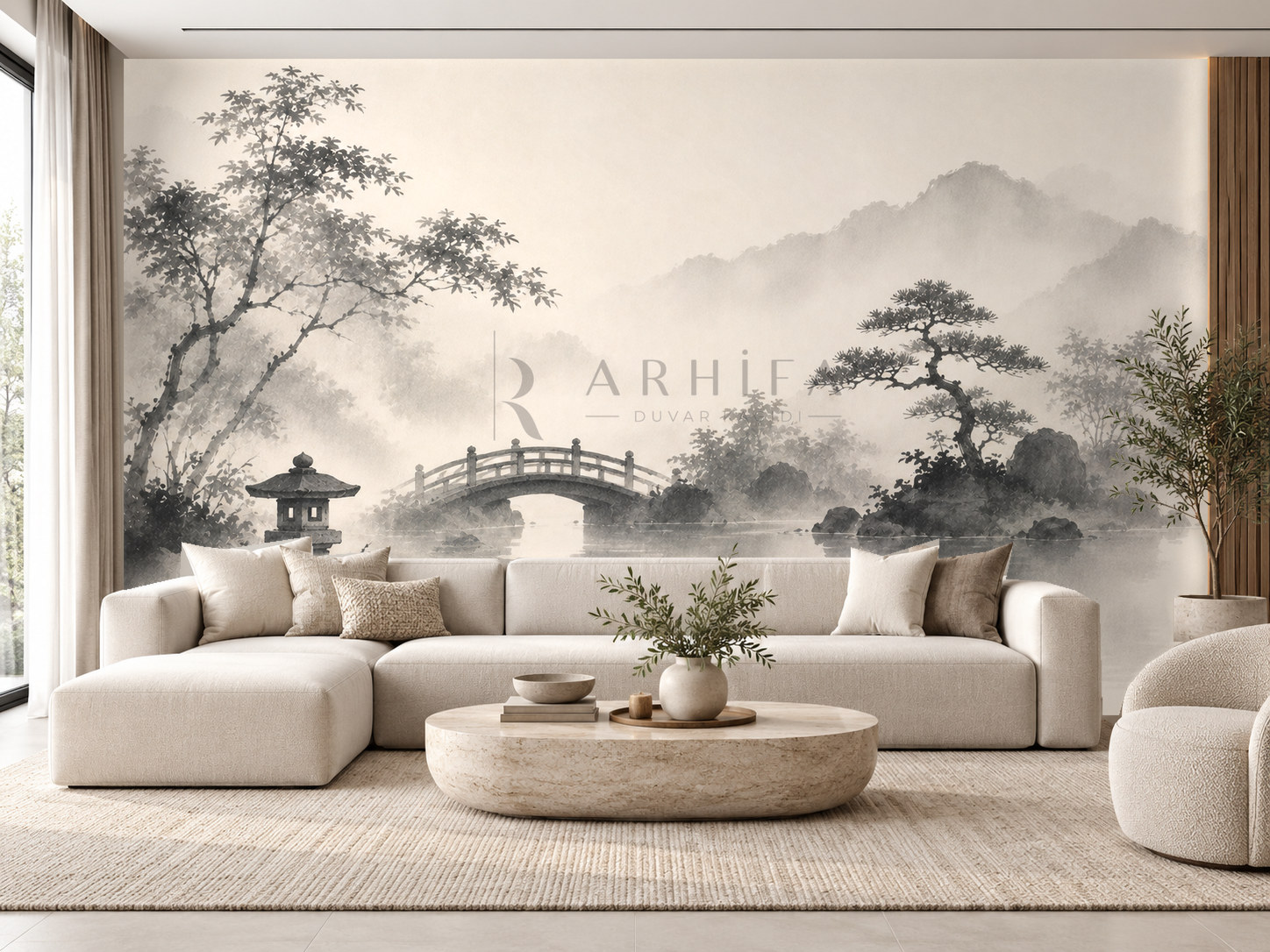 — Japanese Garden Mist Duvar Kağıdı (JI-007) – görsel 1